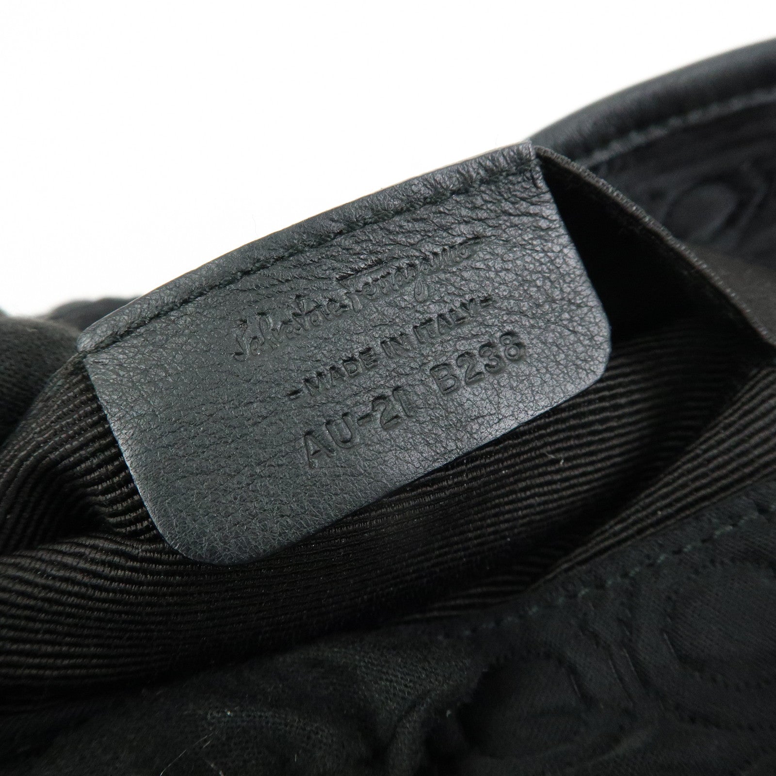 Ferragamo Gancini Canvas Leather Mini Hand Bag Black