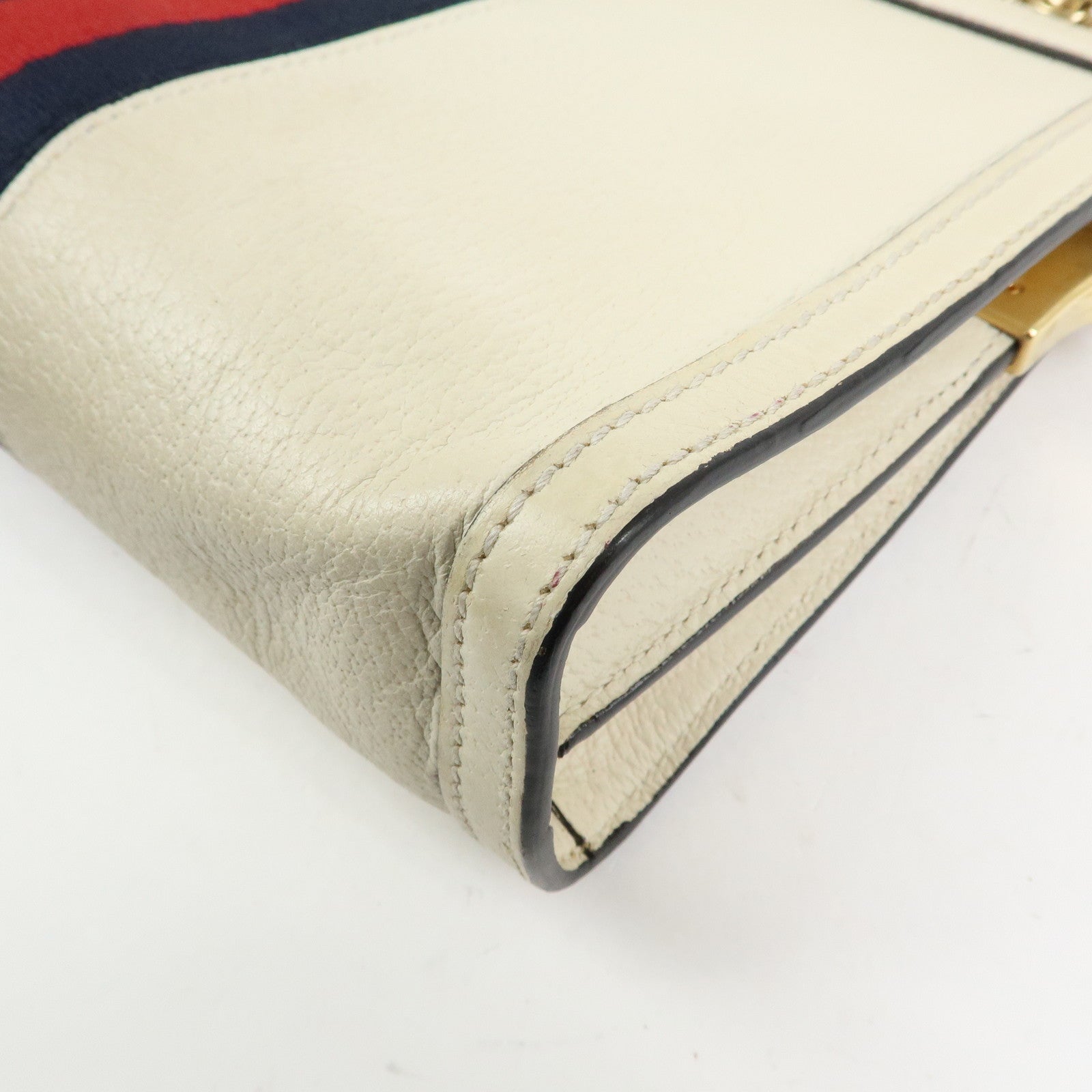 GUCCI Ophidia Sherry Leather Shoulder Bag Cutch Bag Ivory 503877