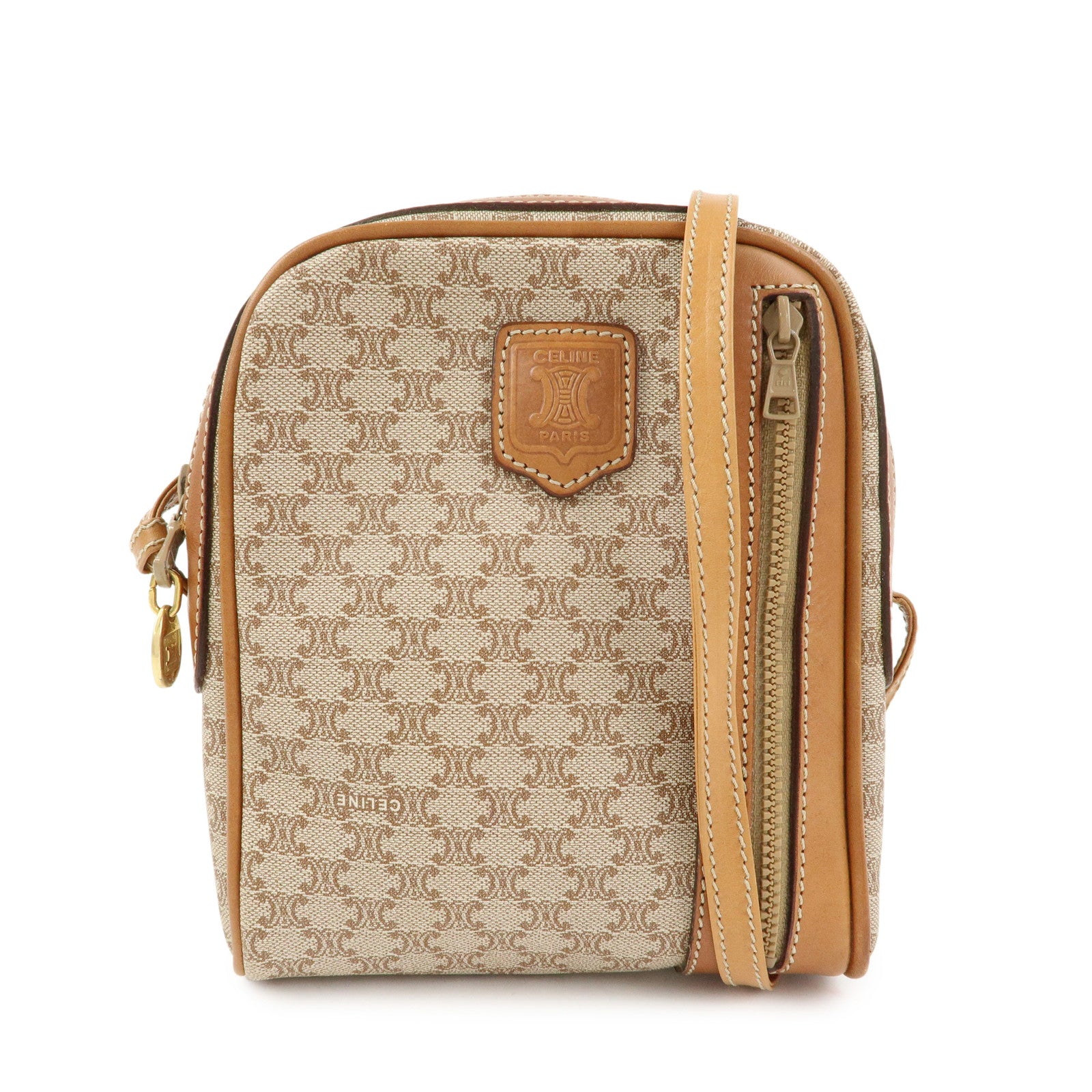 CELINE Macadam PVC Leather Mini Shoulder Crossbody Bag Beige