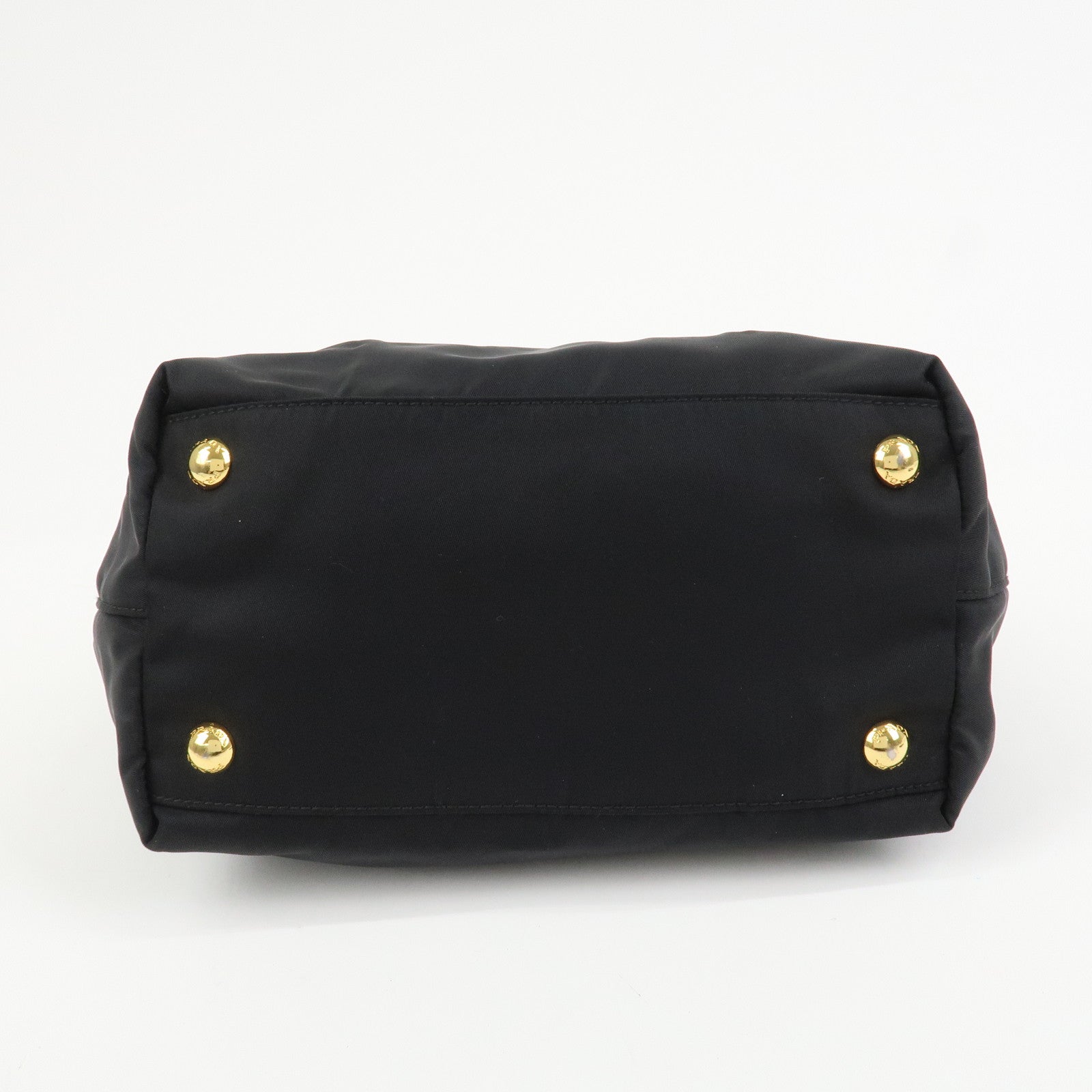 PRADA Nylon Leather Ribbon Hand Bag Tote Bag Black BN1601