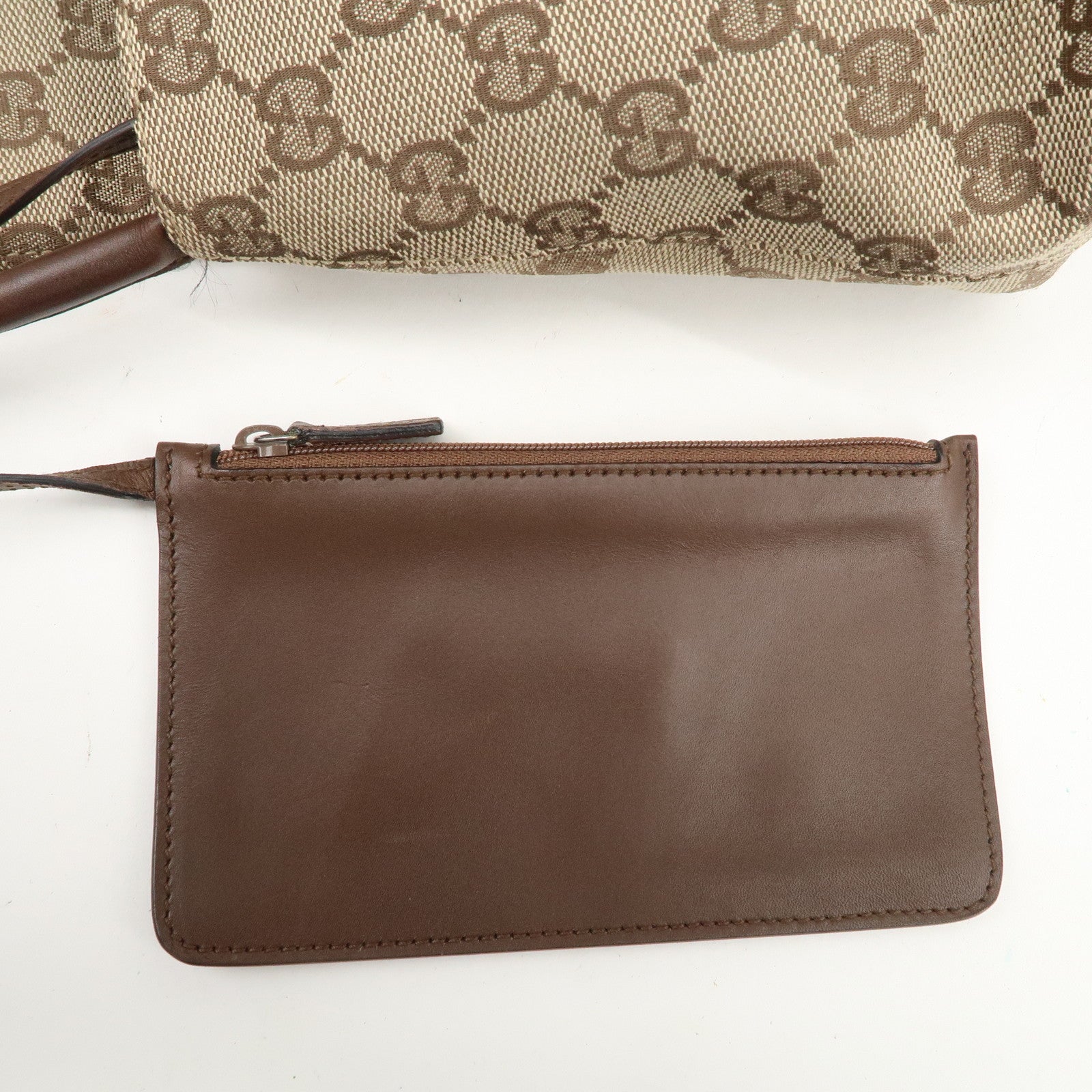 GUCCI GG Monogram Canvas Leather Shoulder Bag Beige Brown 90646