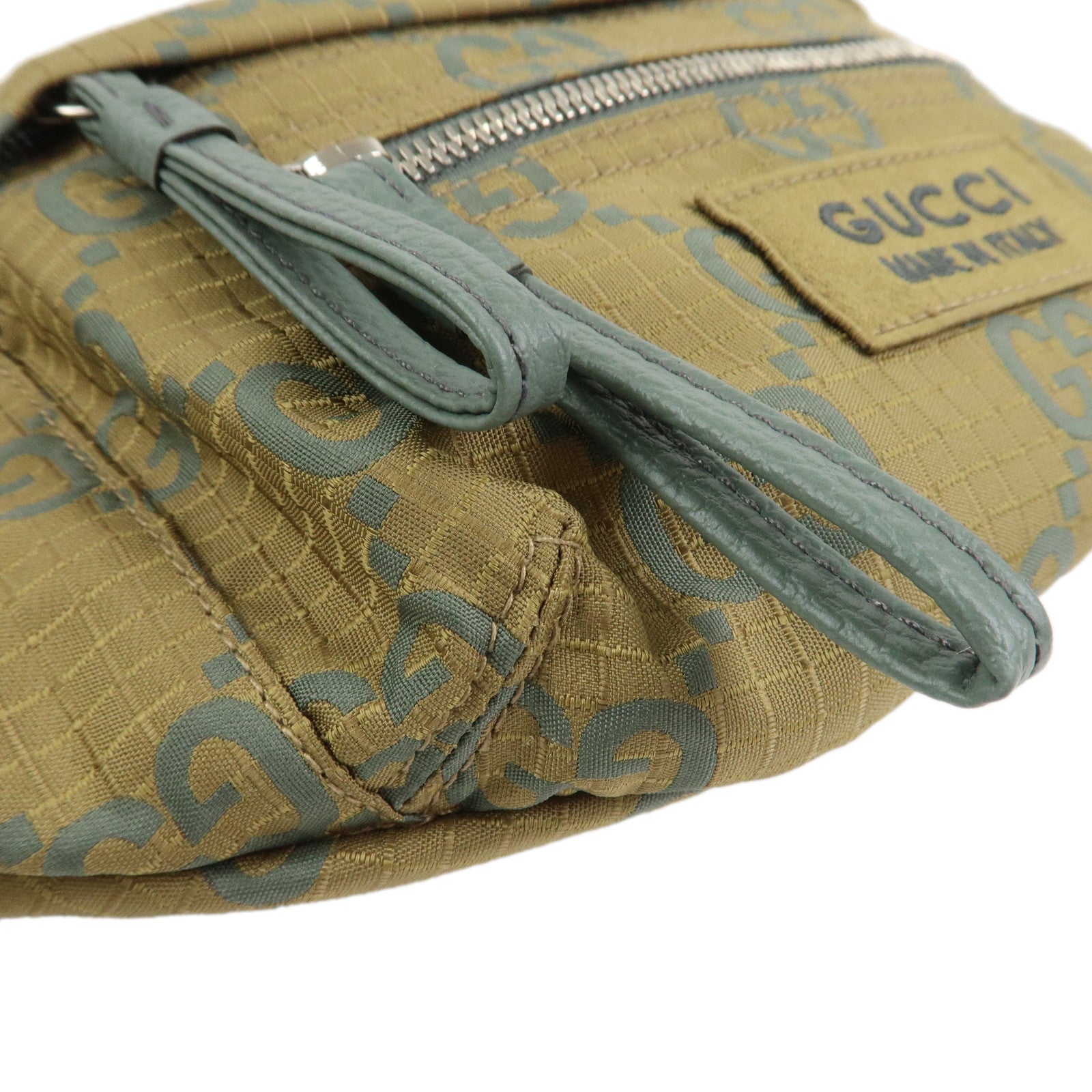 GUCCI GG Monogram GG Ripstop Leather Waist Bag Crossbody Bag Khaki