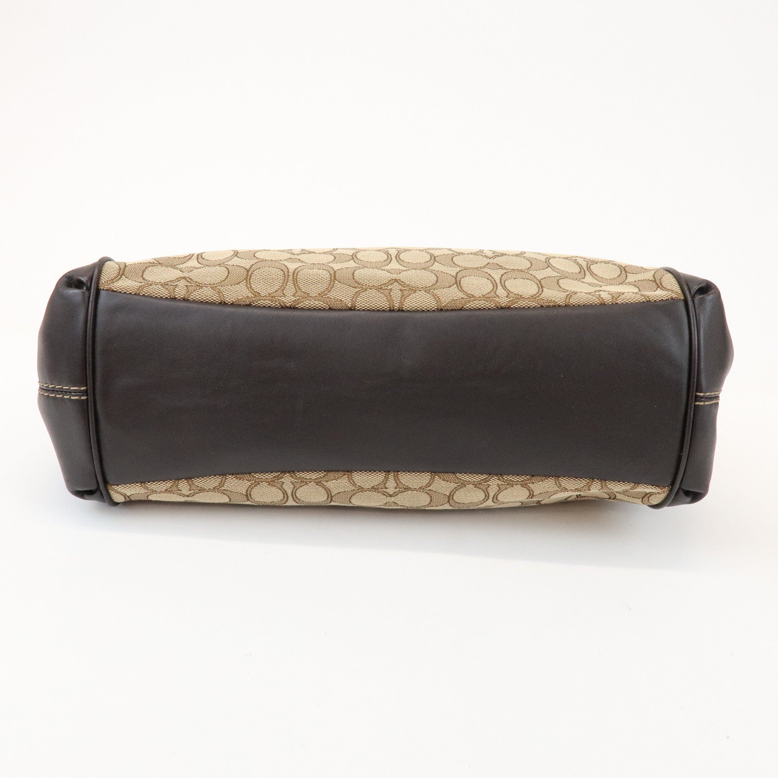 COACH Signature Logo Canvas Leather Shoulder Bag Hand Bag Brown