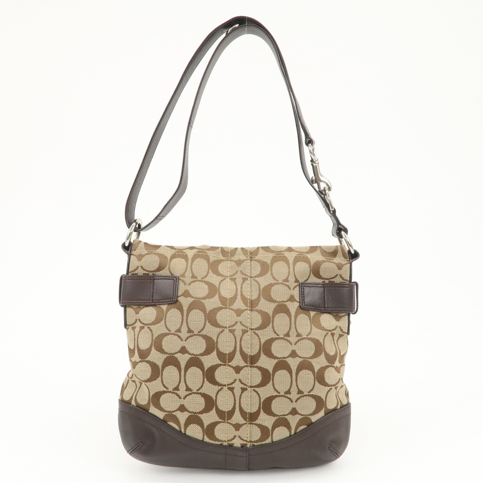 COACH Signature Canvas Leather Shoulder Bag Crossbody Bag Beige