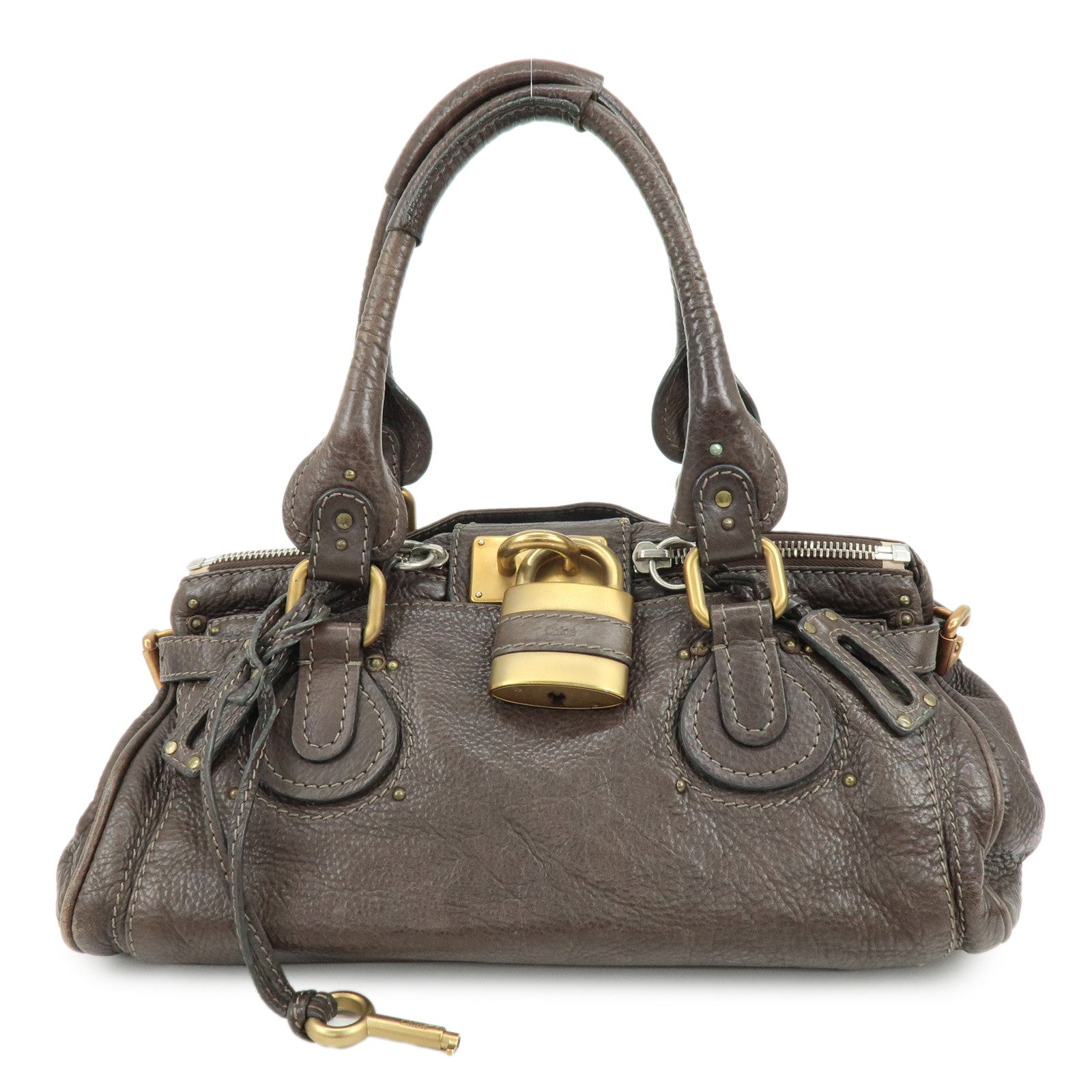 Chloe Paddington Leather Tote Bag Shoulder Bag Dark Brown