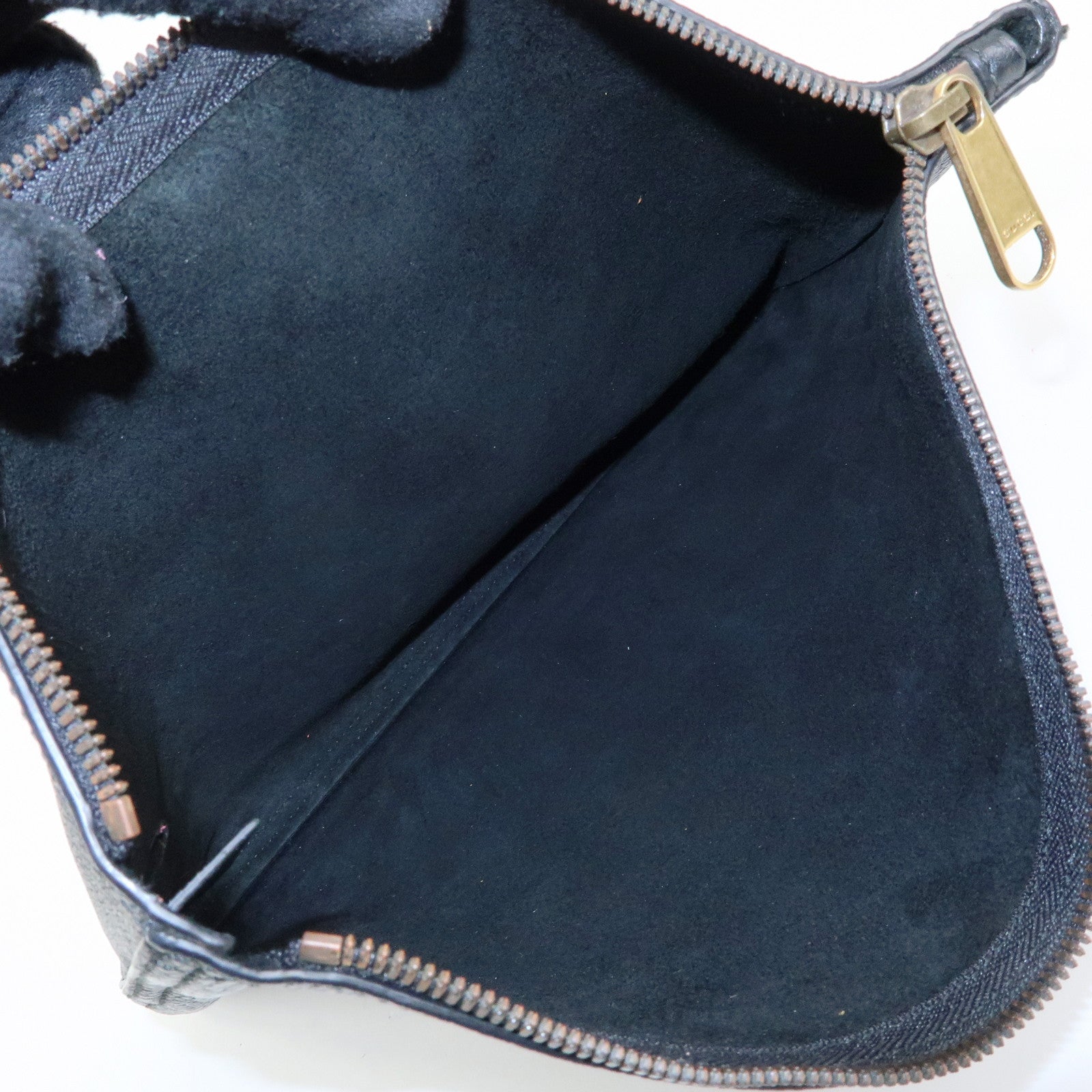 GUCCI Sherry Vintage Logo Leather Clutch Bag Black 500981