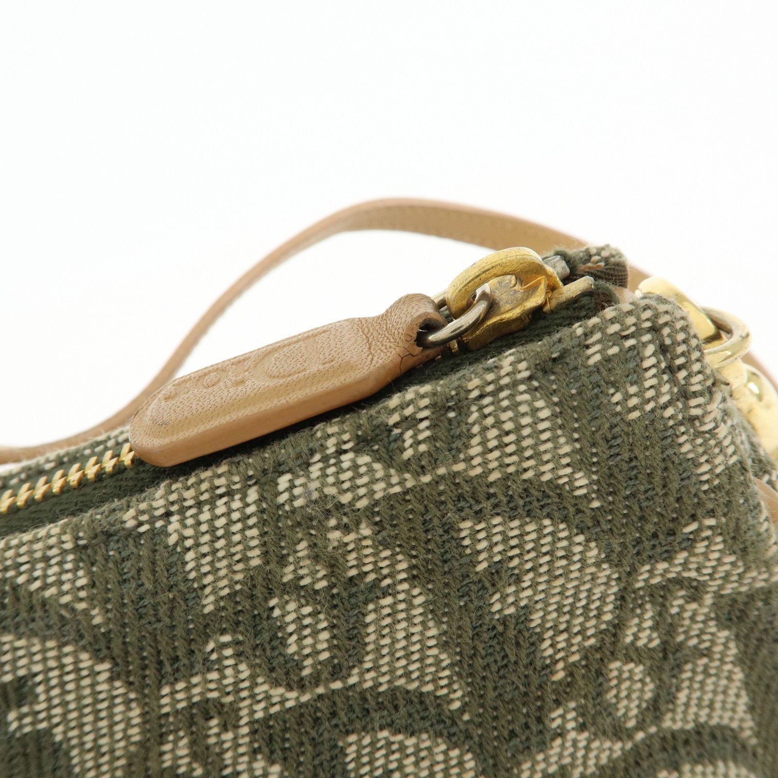 Christian Dior Saddle Trotter Jacquard Leather Hand Bag Green