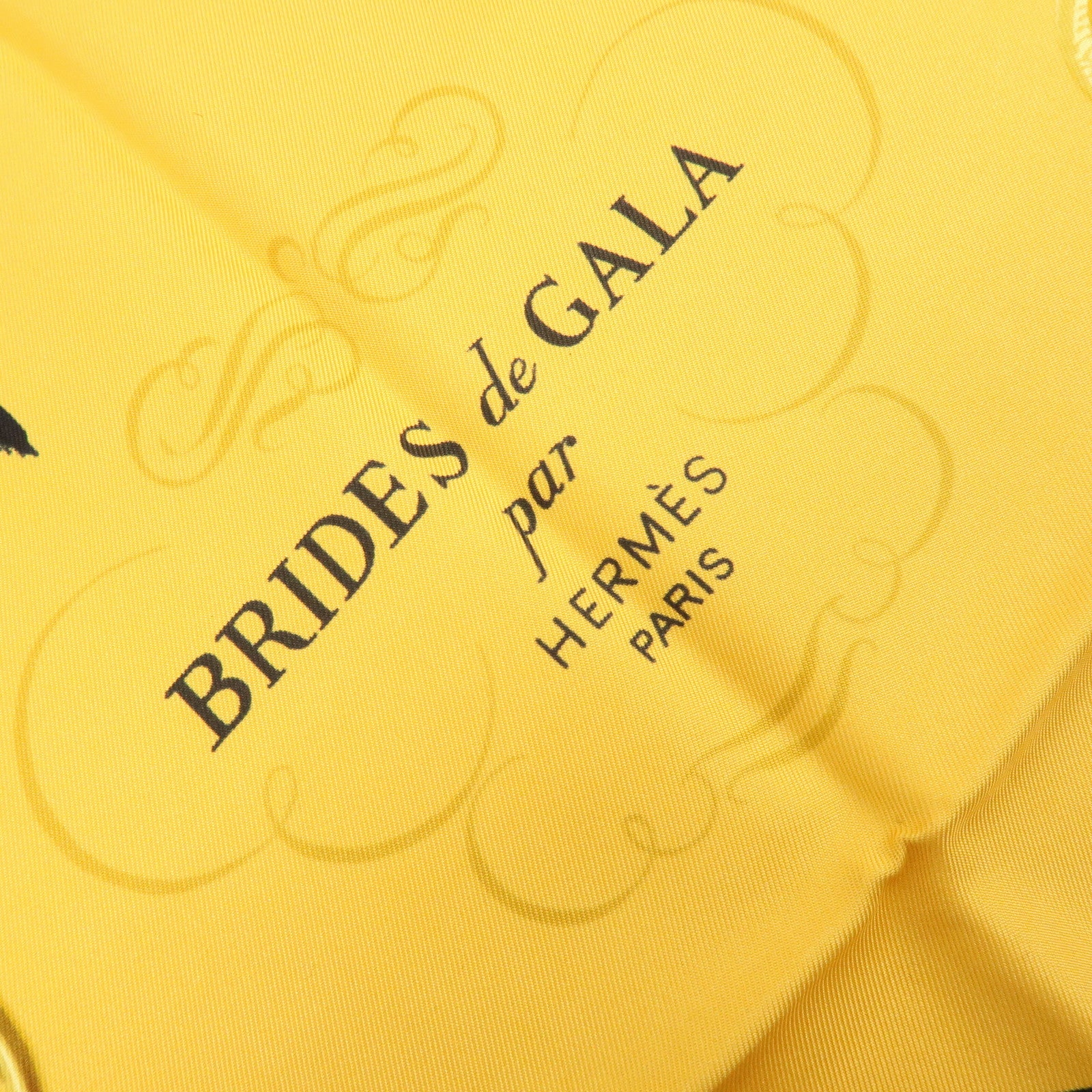 HERMES Carre 90 Silk 100% Brides de Gala Scarf Black Yellow