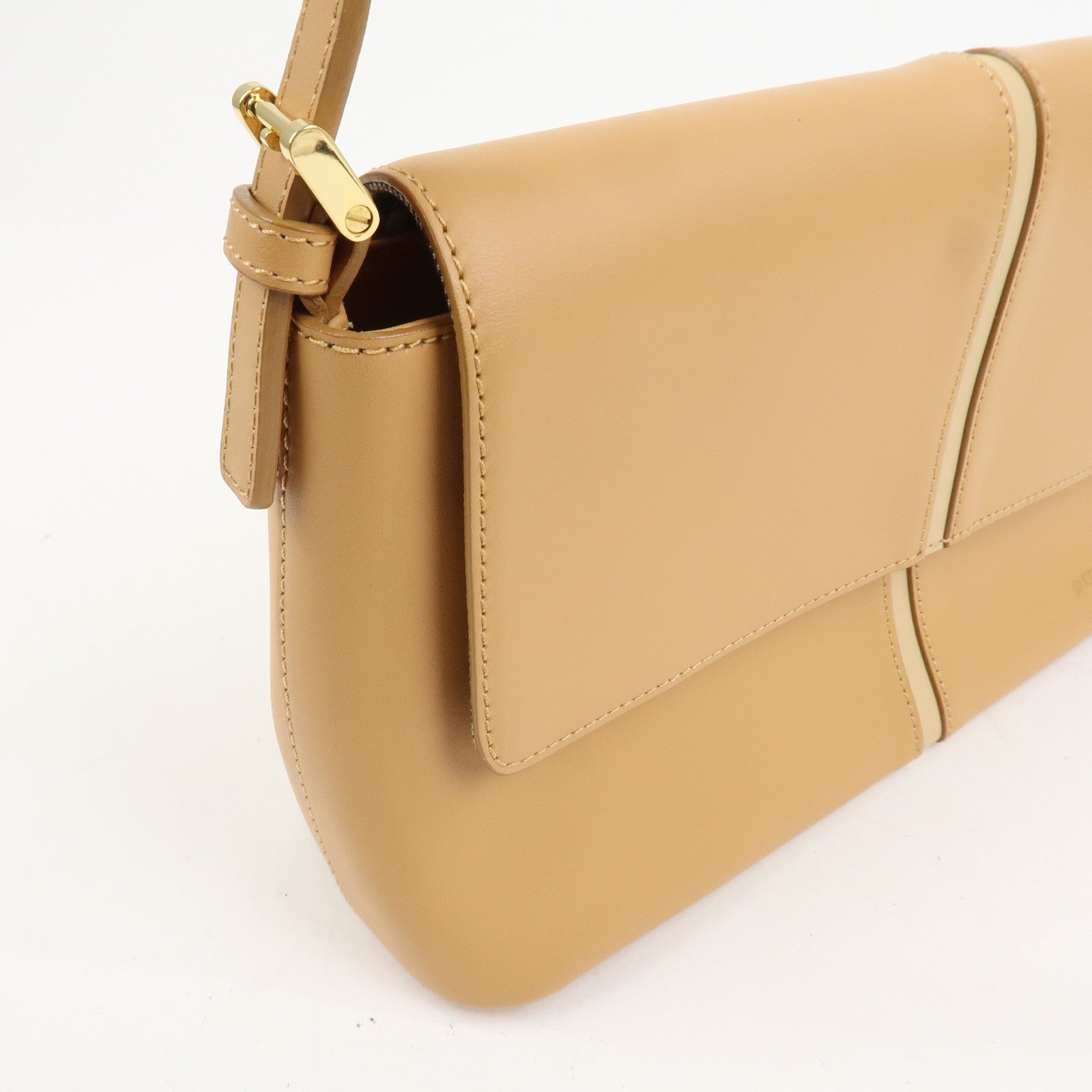 BURBERRY Leather Shoulder Bag Hand Bag Beige Gold HDW
