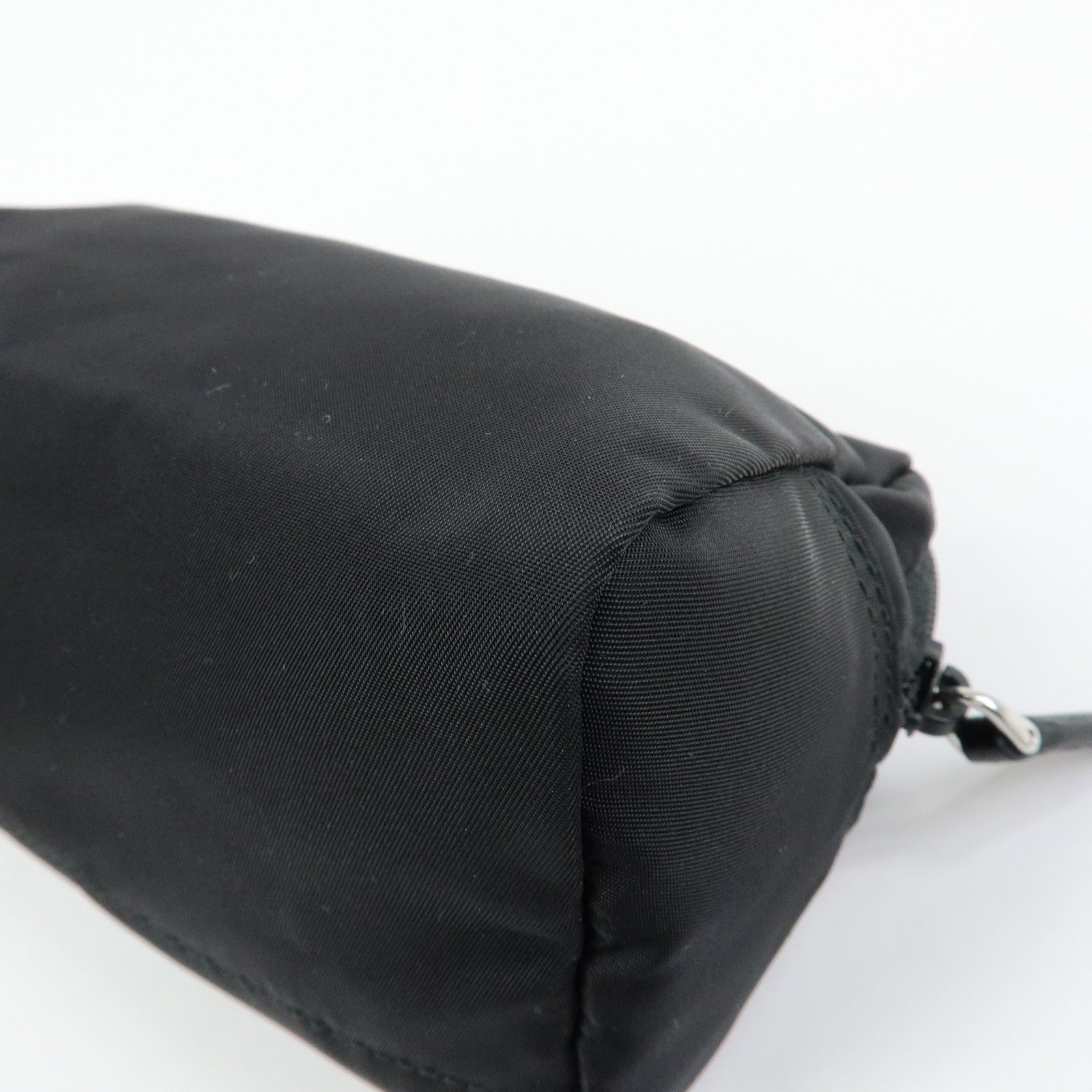 PRADA Triangle Logo Nylon Saffiano Leather Cosmetic Pouch 1NA693