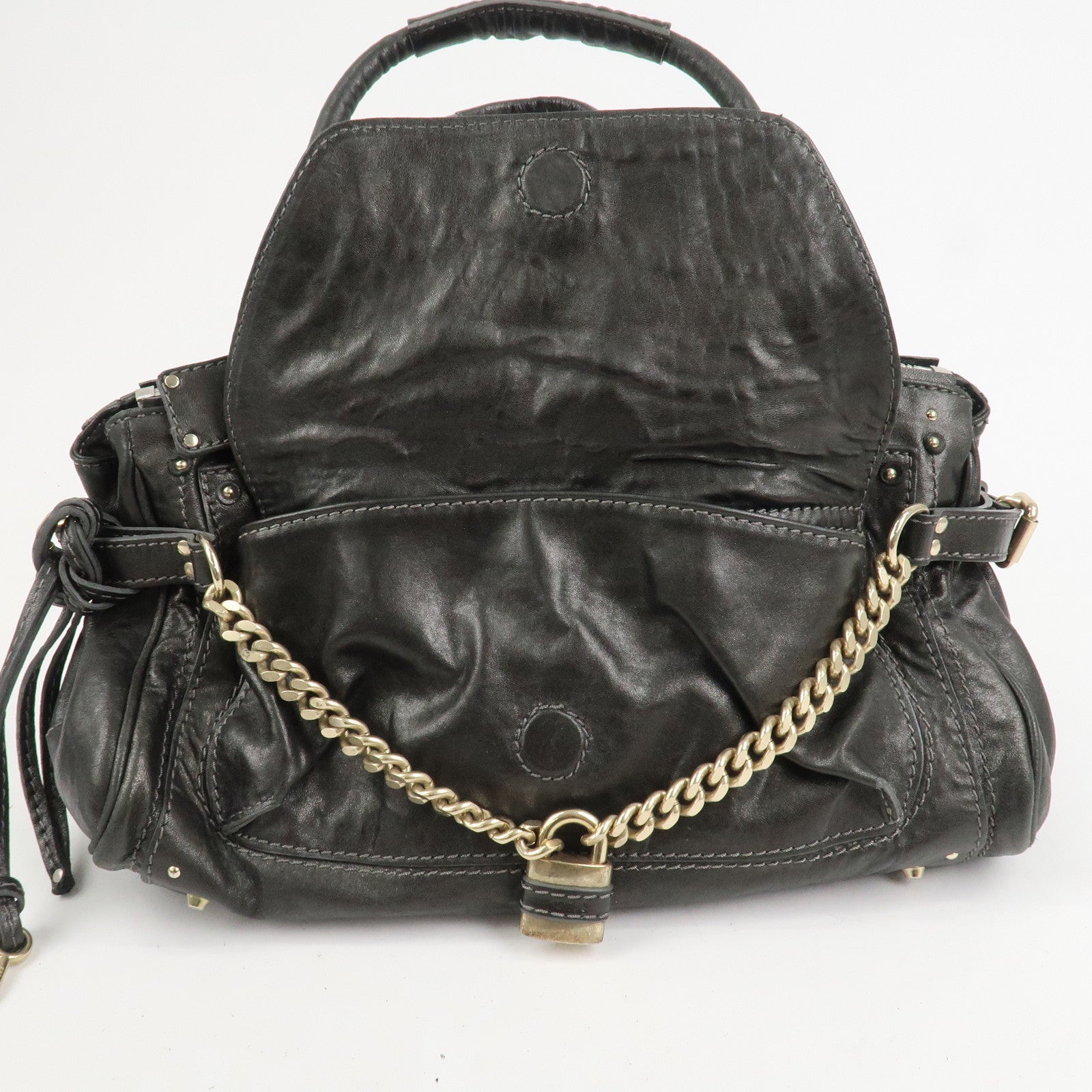 Chloe Paddington Leather Hand Bag Shoulder Bag Black