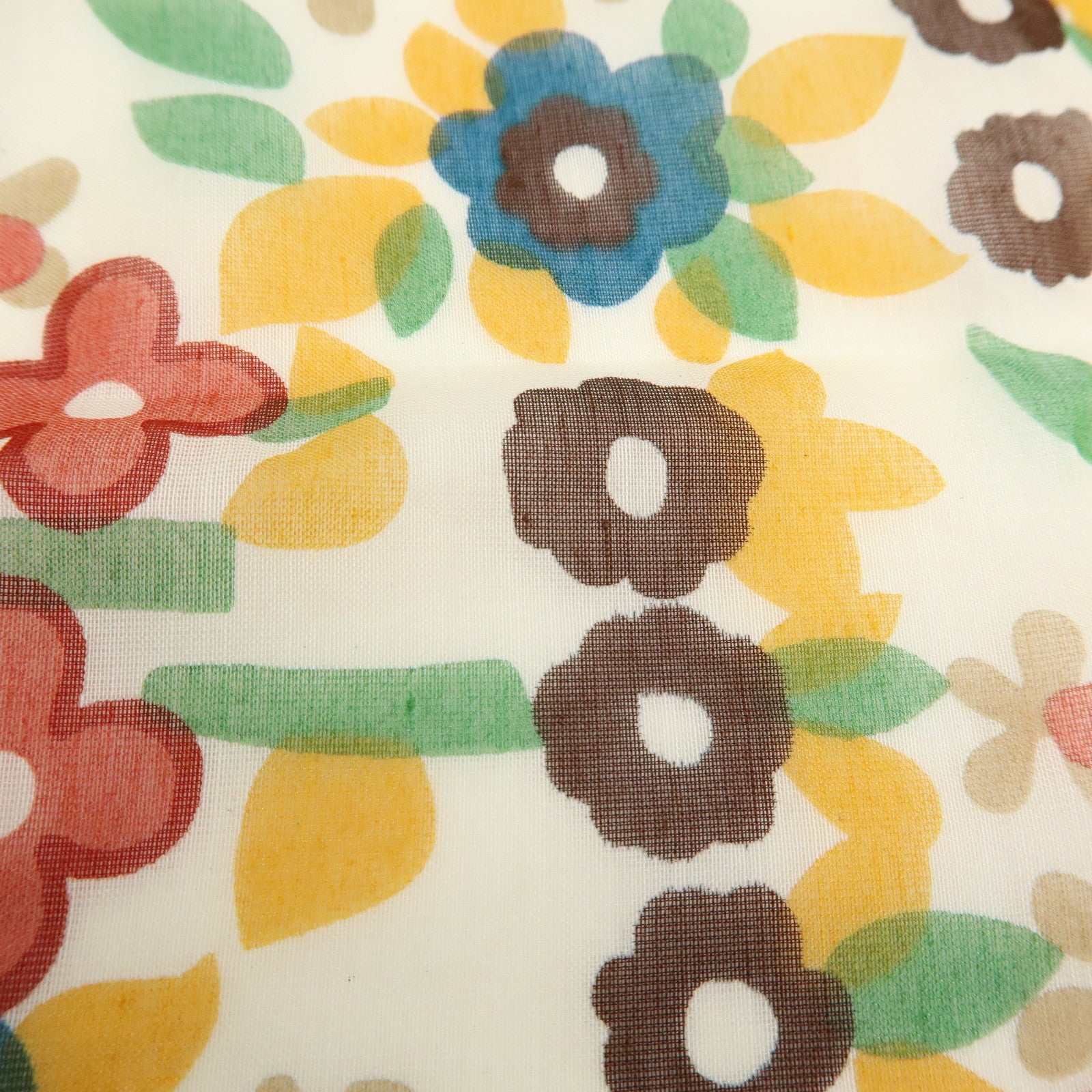 Louis Vuitton Cotton Silk Flower Motif Scarf Bandeau Ivory