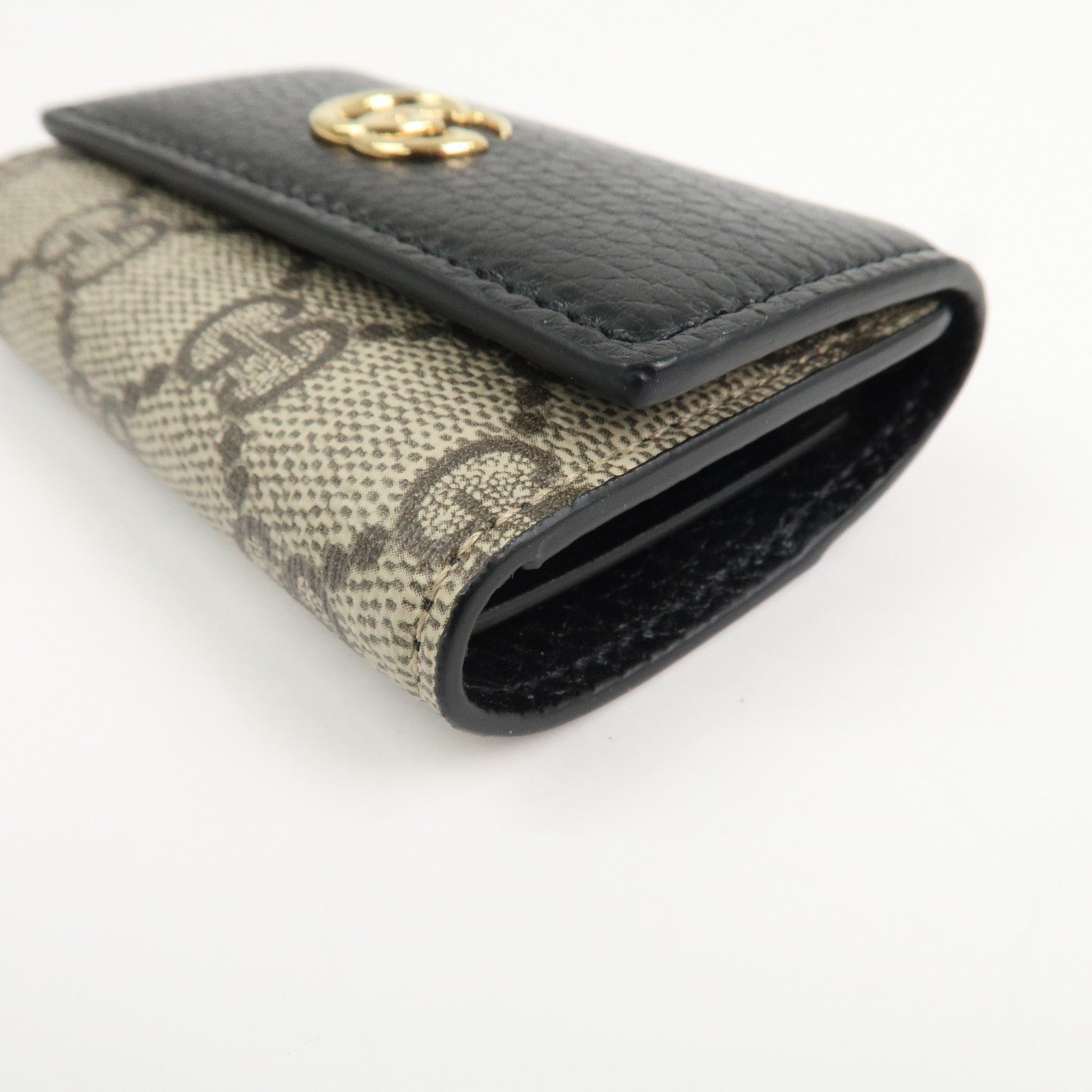 GUCCI GG Marmont Leather GG Supreme 6 Key Case Black 456118