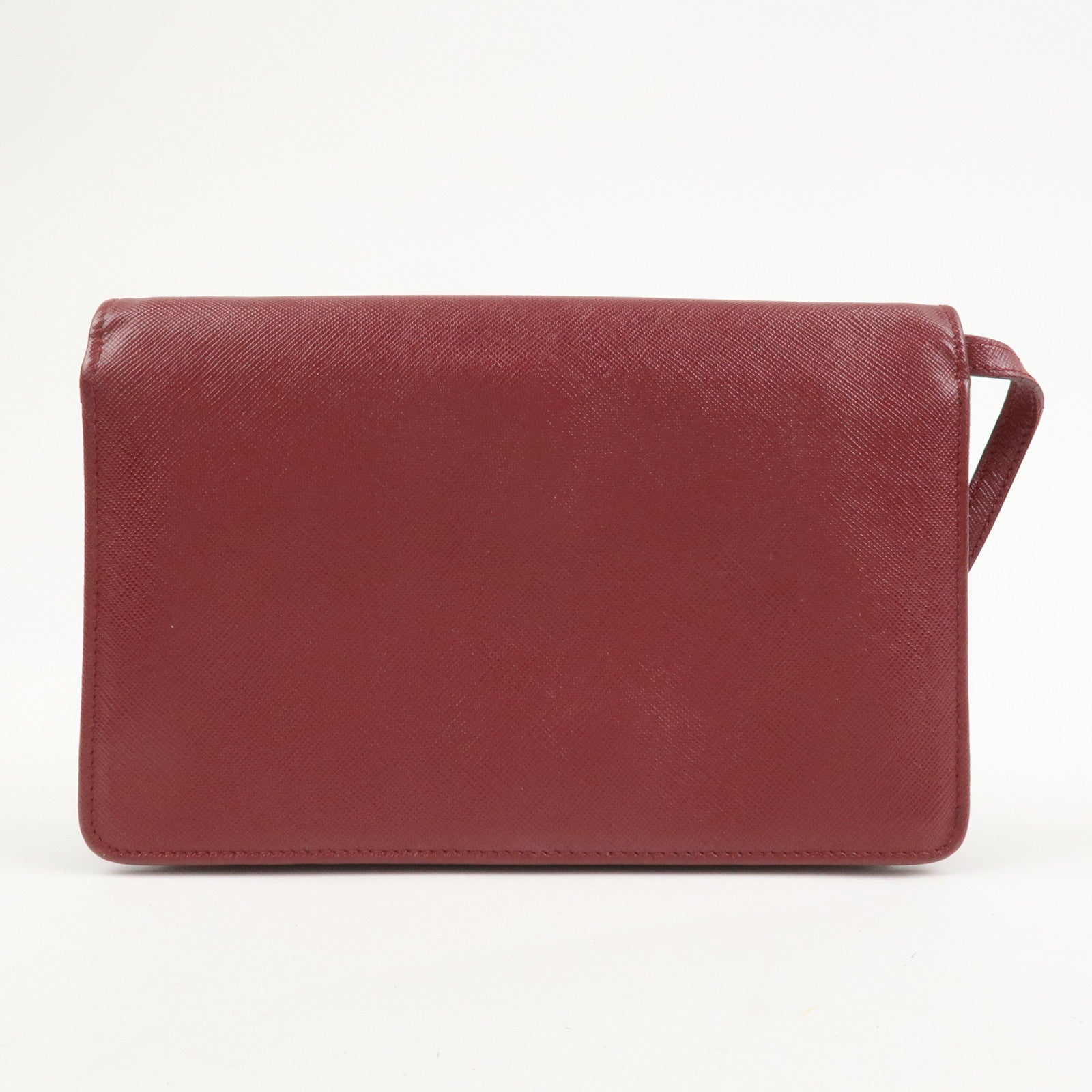 PRADA Saffiano Leather Shoulder Wallet Red Gold BT1019