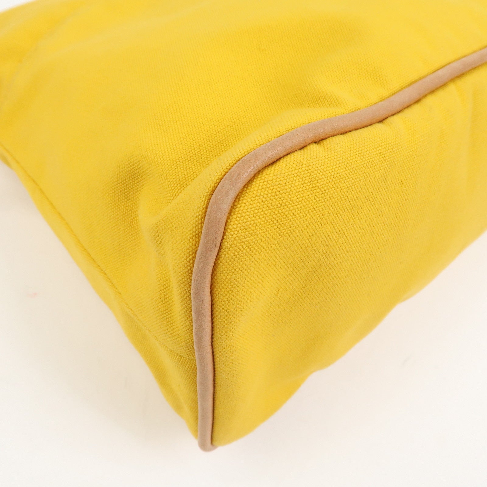 HERMES Bolide Pouch GM Canvas Leather Cosmetic Pouch Yellow
