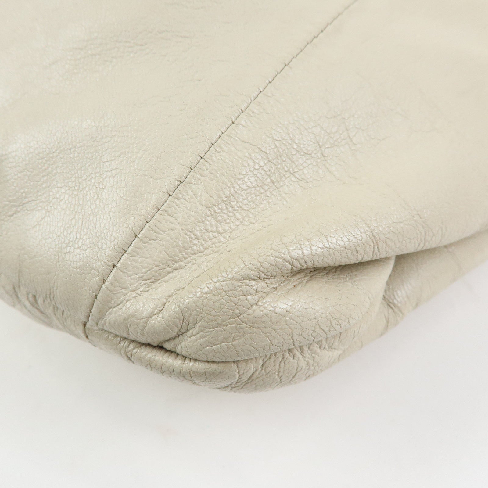 GUCCI Bamboo Leather Hand Bag Shoulder Bag Ivory 124293