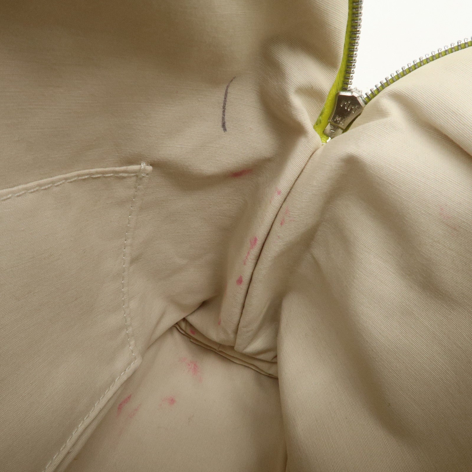 HERMES Bolide Pouch MM Canvas Leather Cosmetic Pouch Light Green