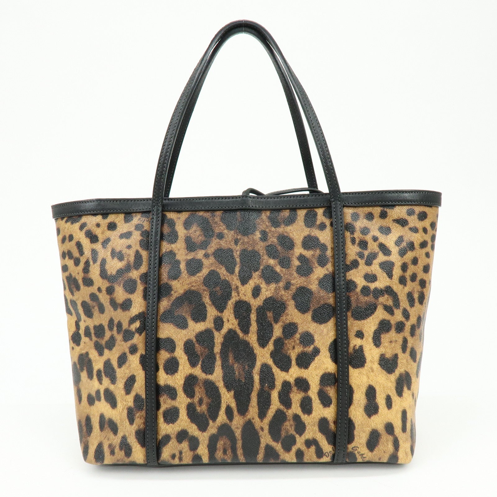 Dolce&Gabbana Leather PVC Coated Canvas Tote Bag Brown Black