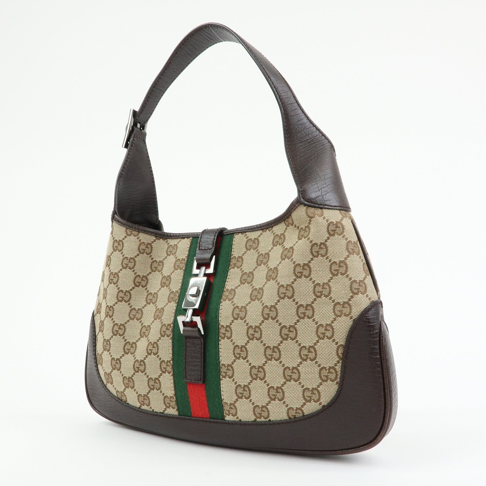 GUCCI Sherry Jackie GG Canvas Leather Shoulder Bag Hand Bag 00963