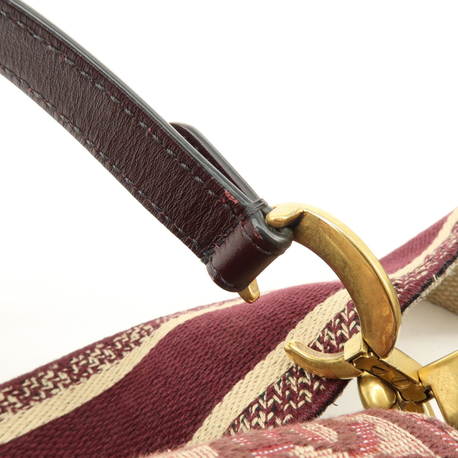 Christian Dior Oblique Jacquard Leather Mini Saddle Bag Hand Bag