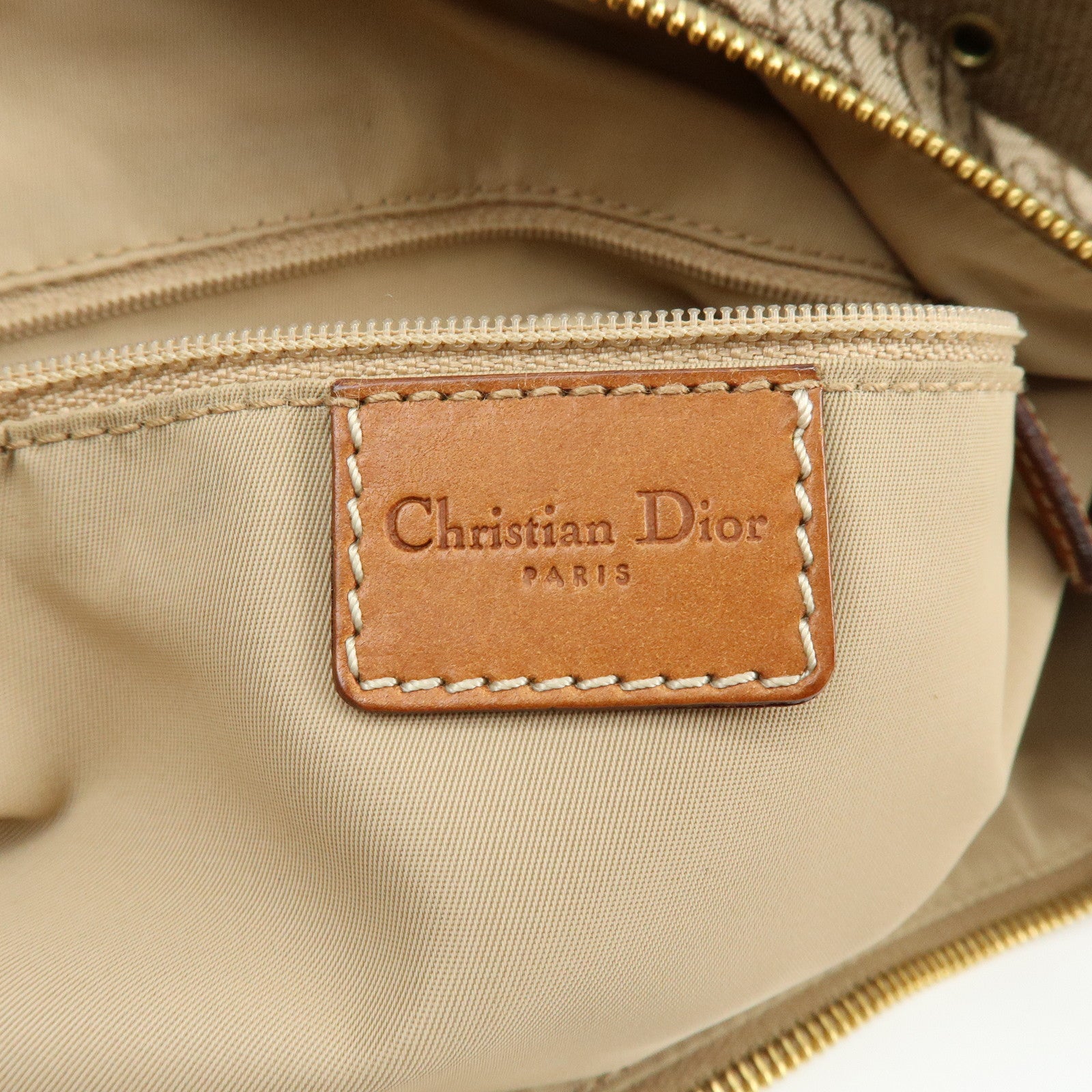 Christian Dior Trotter Canvas Leather Shoulder Crossbody Bag Beige