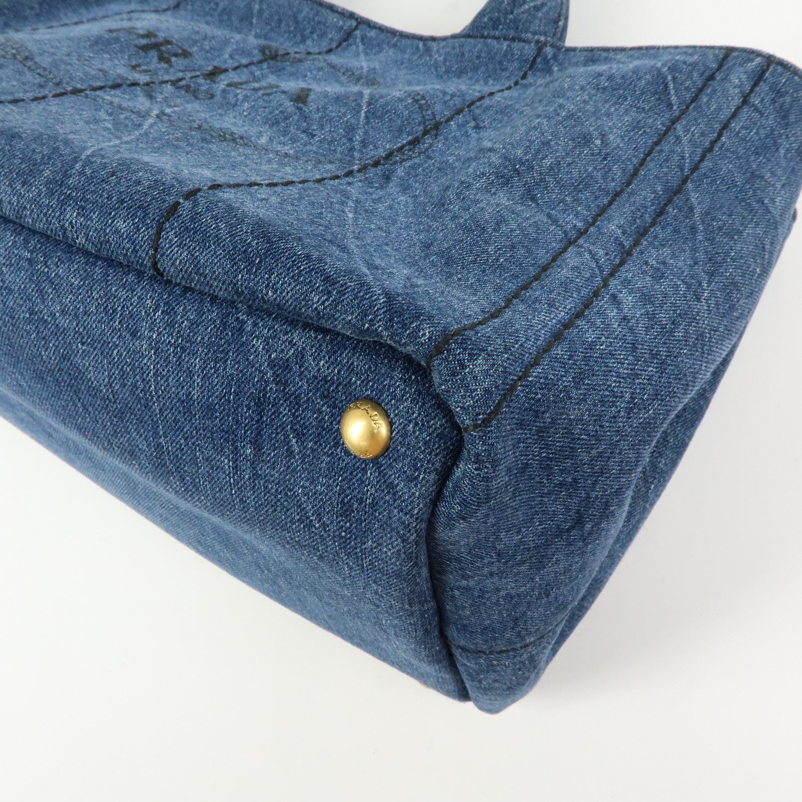 PRADA Triangle Logo Canapa Denim 2Way Hand Bag Shoulder Bag B2642B