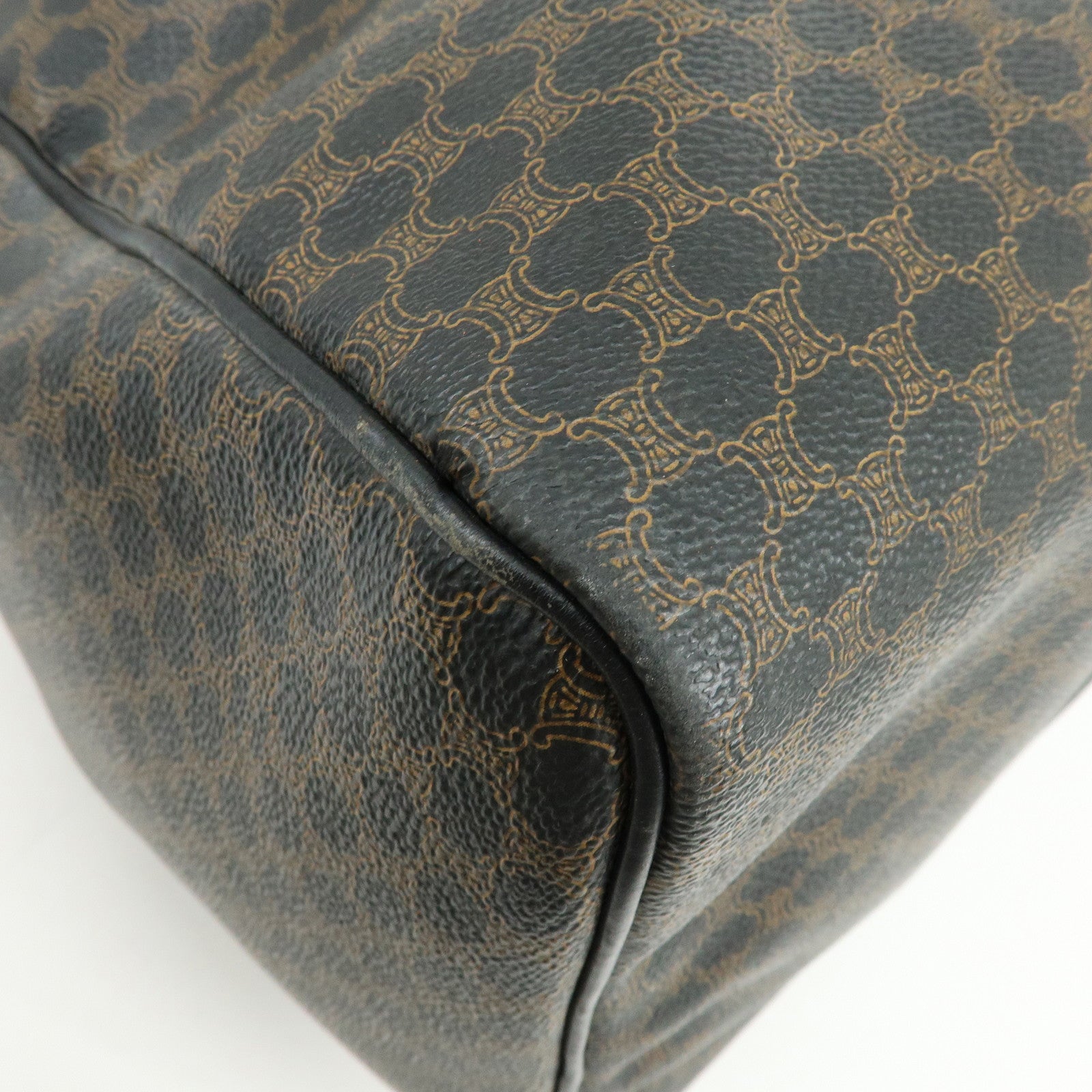 CELINE Macadam PVC Leather Boston Bag Tote Bag Black Brown