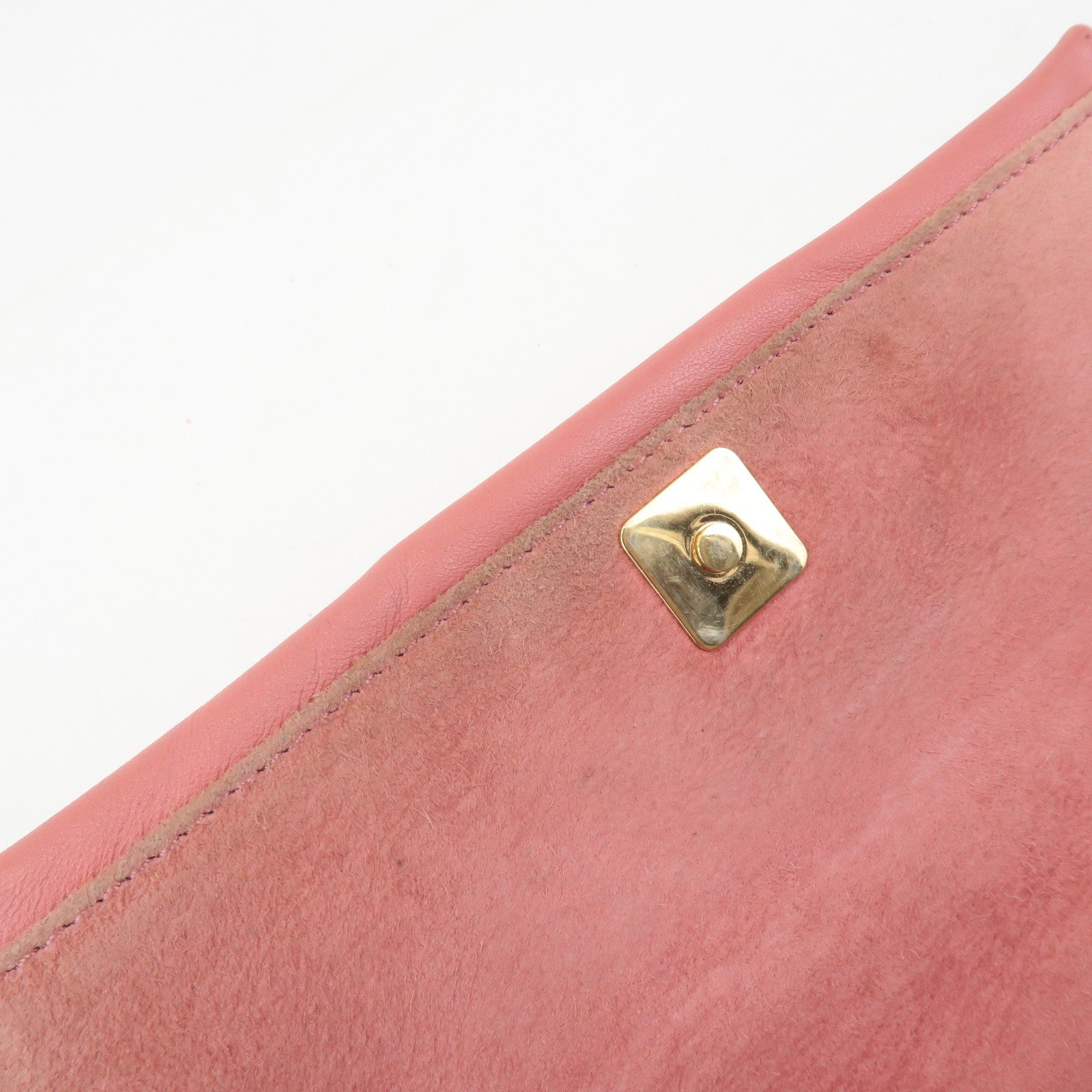 FENDI Leather Chain Shoulder Bag Purse Gold HDW Pink 8M0276 Used