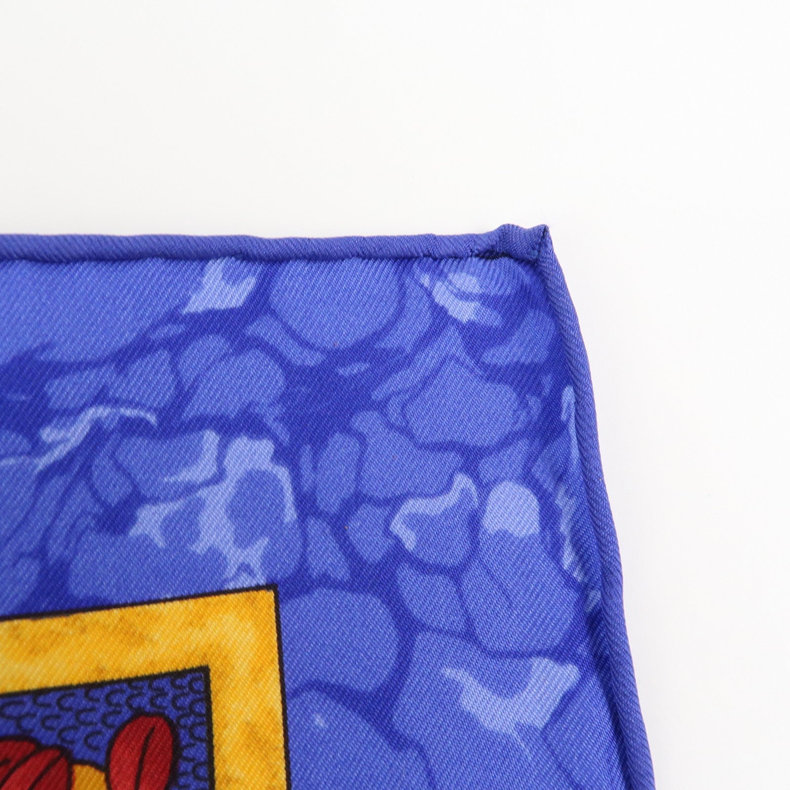 HERMES Carre 90 Silk 100% Scarf CARPE DIEM Blue Yellow Multicolor