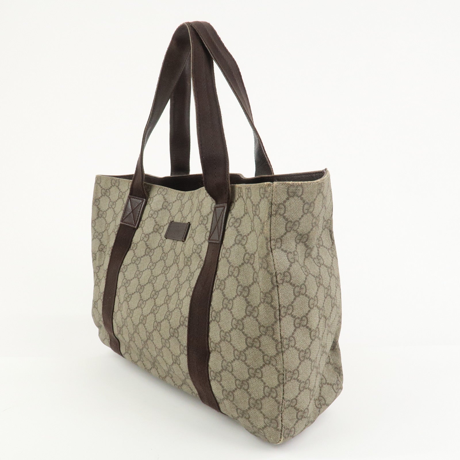 GUCCI GG Supreme Leather Tote Bag Hand Bag Beige Brown 141624
