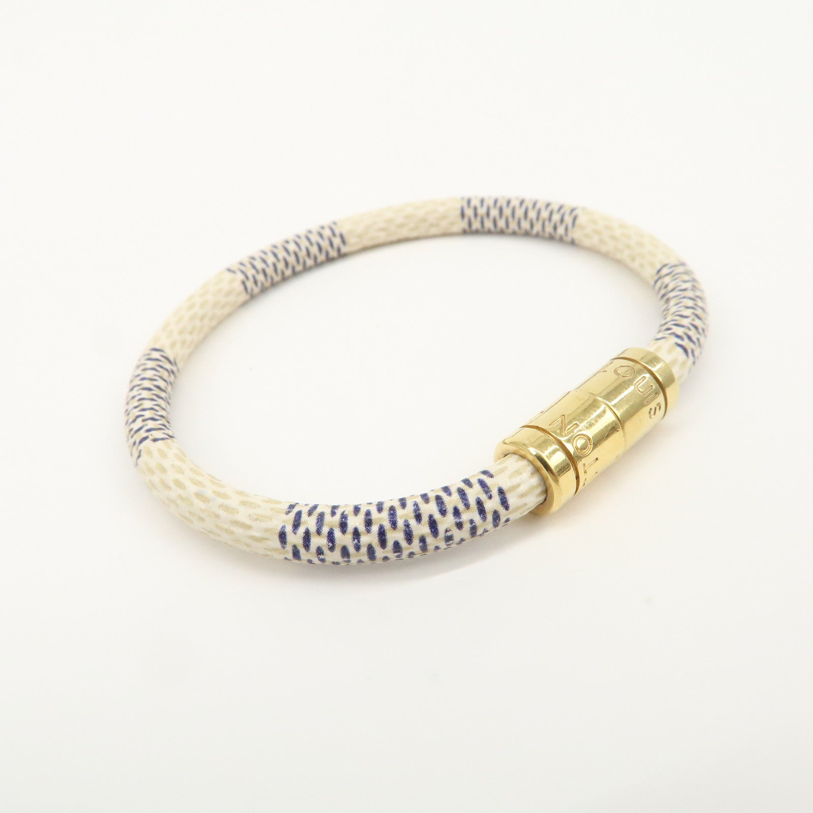 Louis Vuitton Damier Azur Canvas Keep It Bracelet Ivory M6607E
