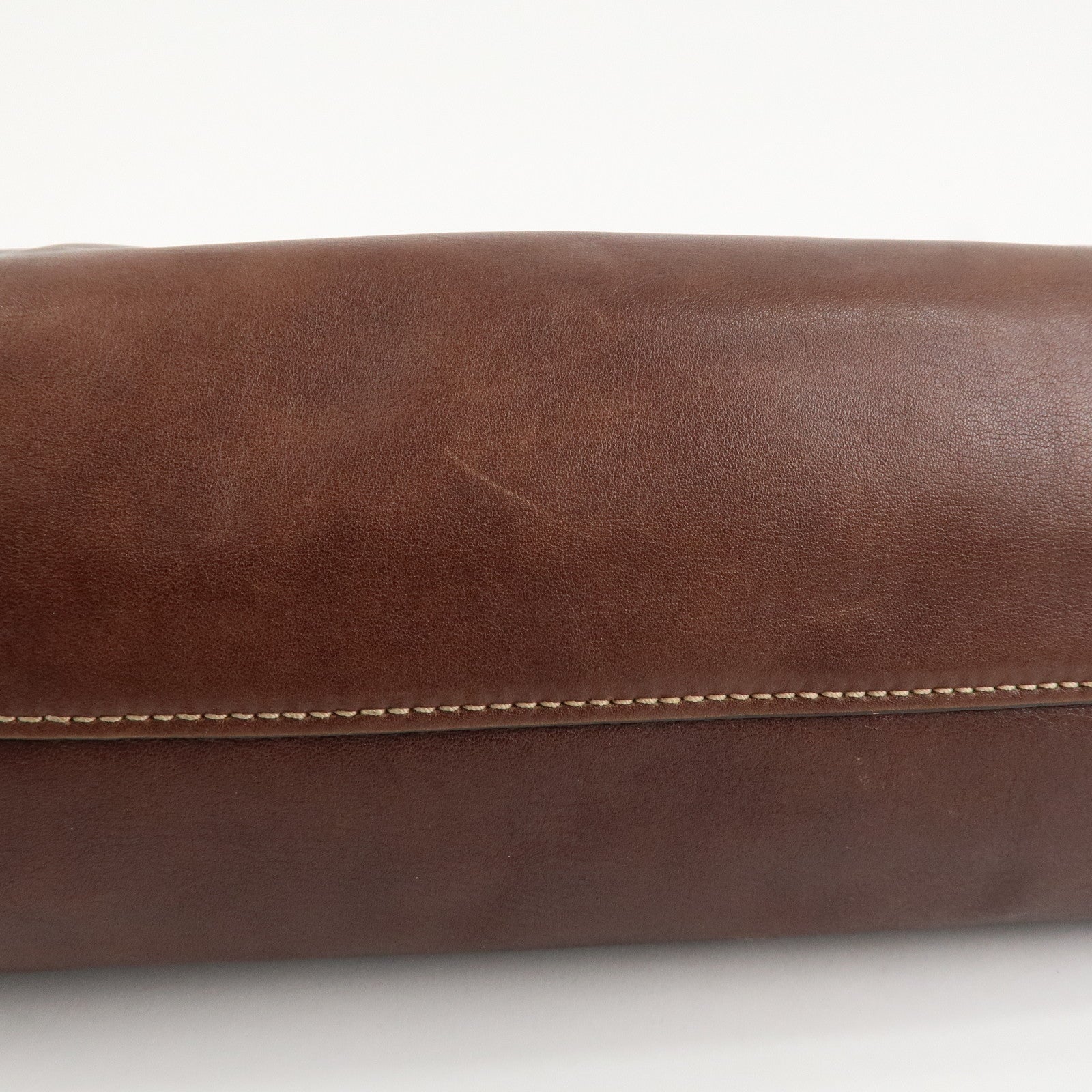 PRADA Logo Leather 2way Shoulder Bag Tote Bag Gold HDW Brown Used