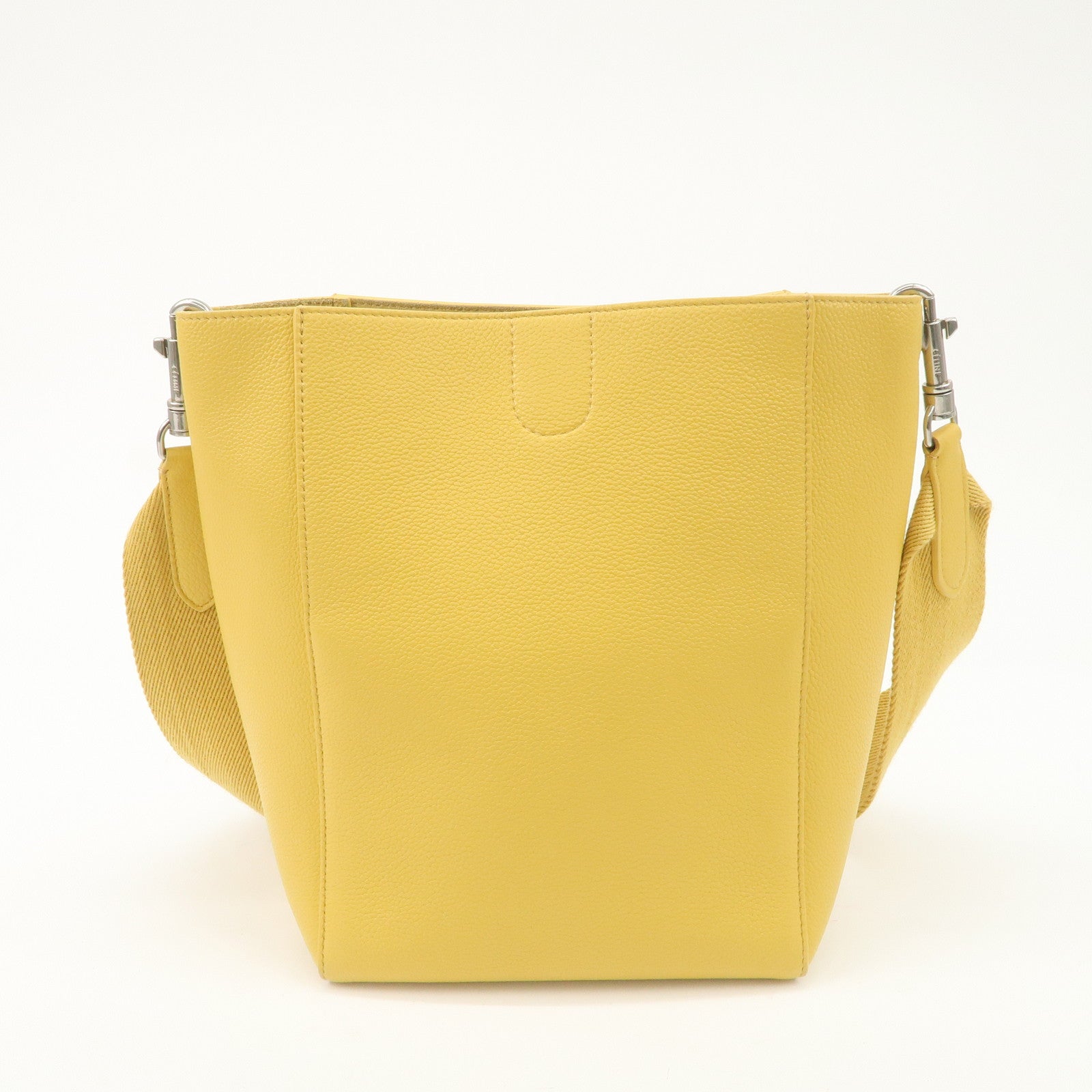 CELINE Leather Sangle Bucket Shoulder Bag Hand Bag Yellow