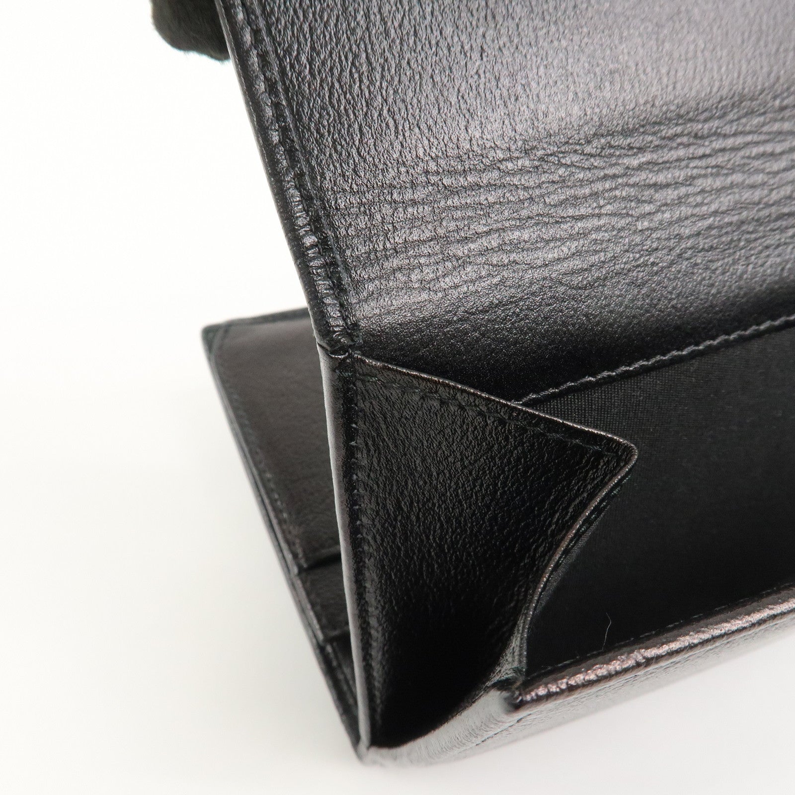 CHANEL Camellia COCO Mark Leather Bi-fold Long Wallet Black