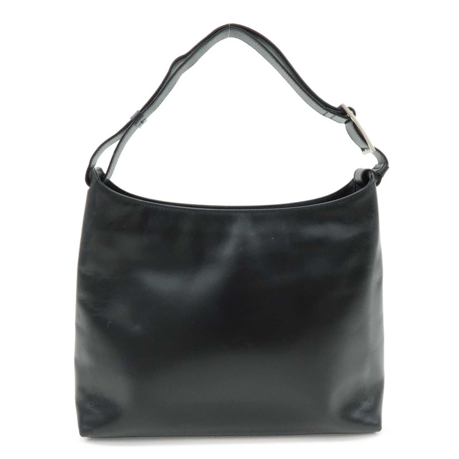 Ferragamo Gancini Leather Shoulder Bag Hand Bag Black