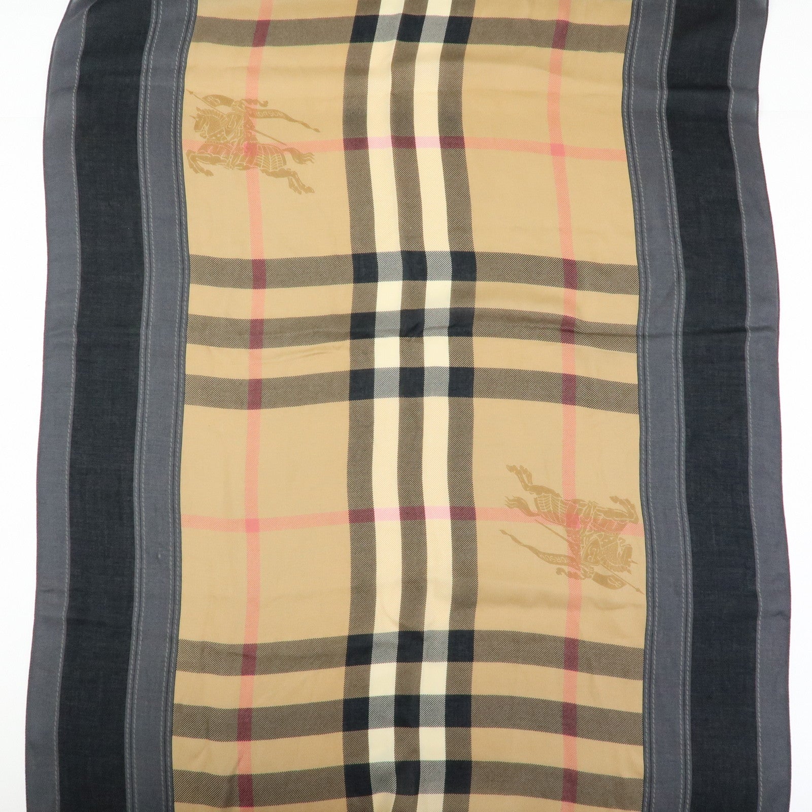 BURBERRY Nova Plaid Rayon Cashmere Stole Brown Beige Black