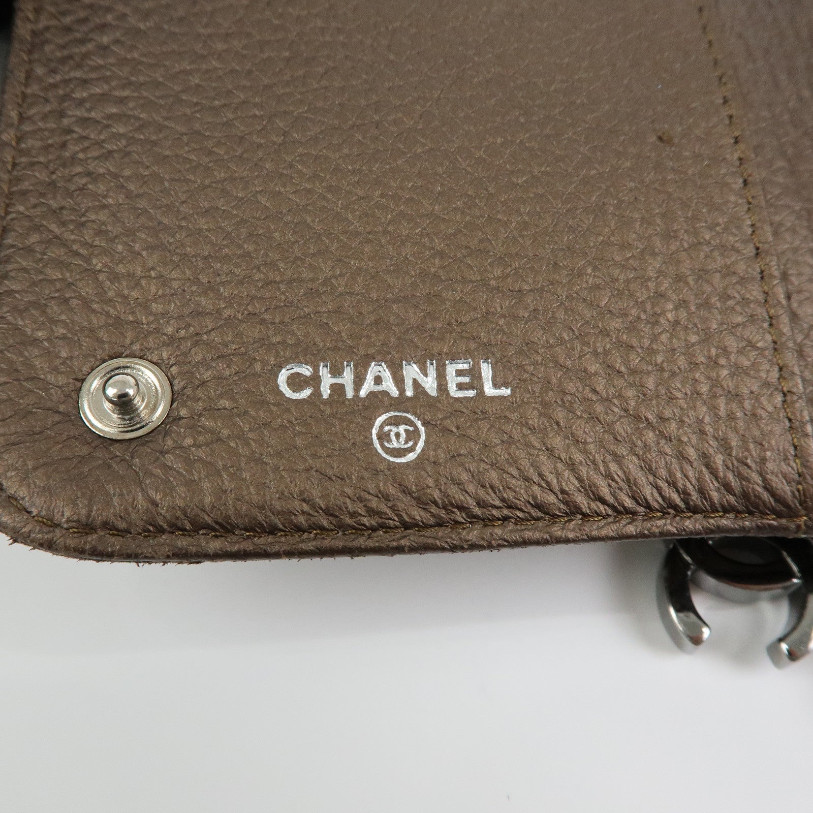 CHANEL COCO Mark Luxury Line Calf Leather Long Wallet Brown