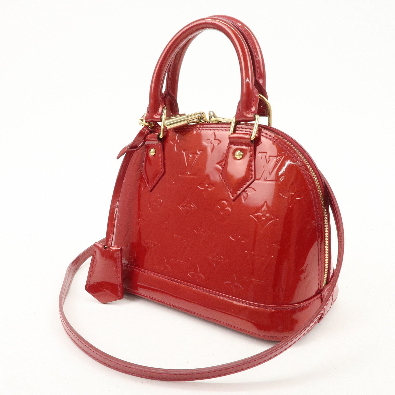 Louis Vuitton Monogram Vernis Alma BB 2Way Bag Red M91606 Used