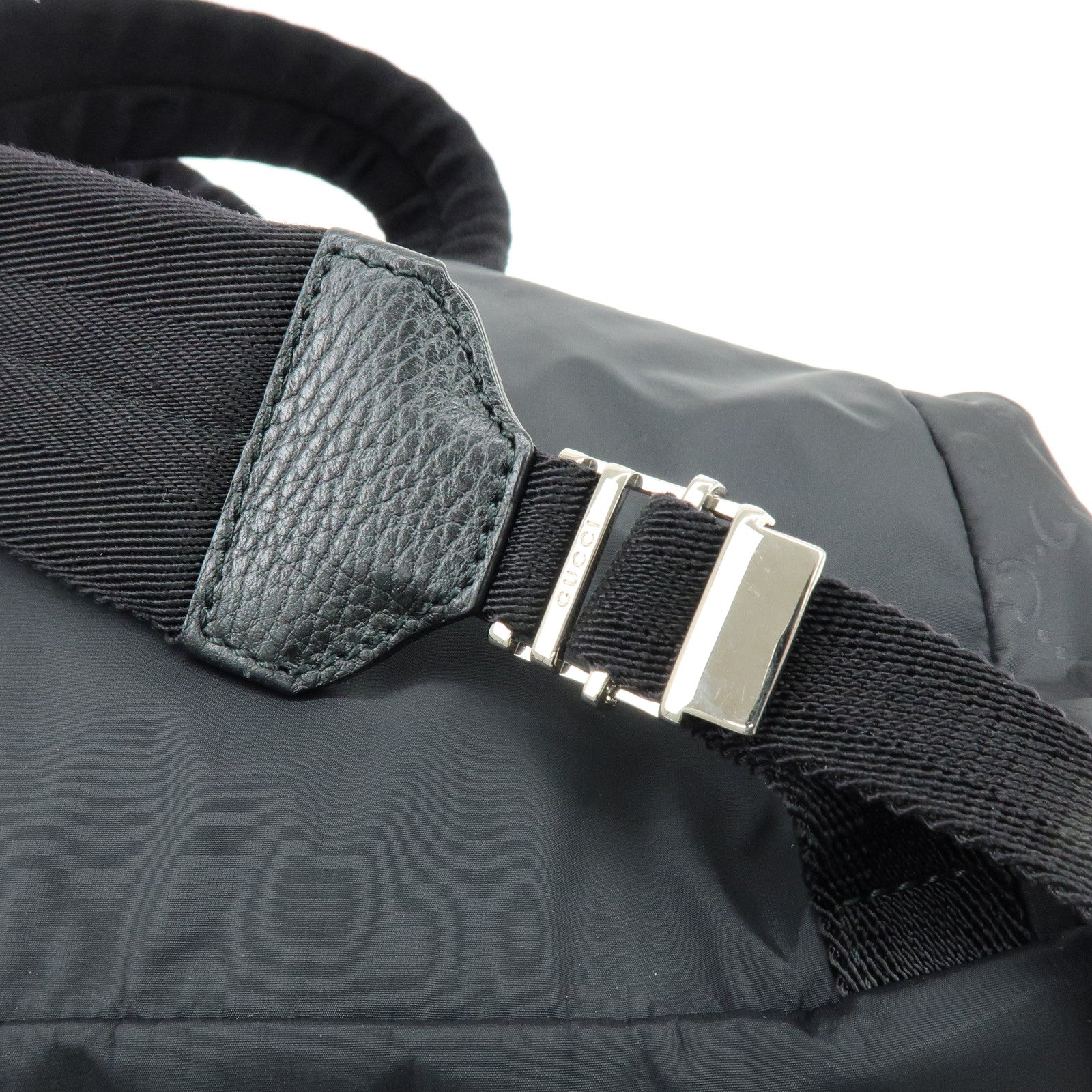 GUCCI GG Nylon Leather Backpack Ruck Sack Black 406361
