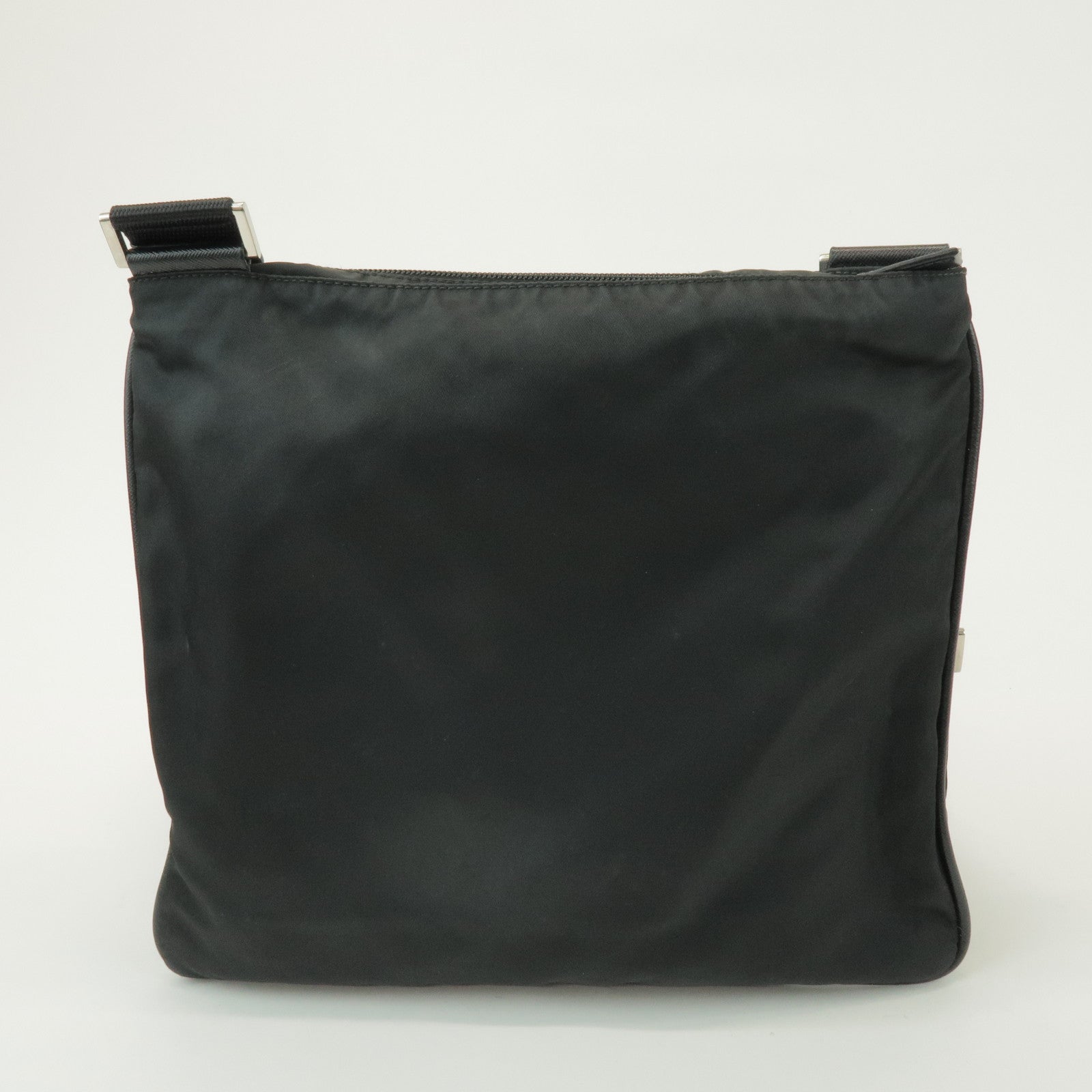 PRADA Triangle Logo Nylon Saffiano Leather Shoulder Bag Black