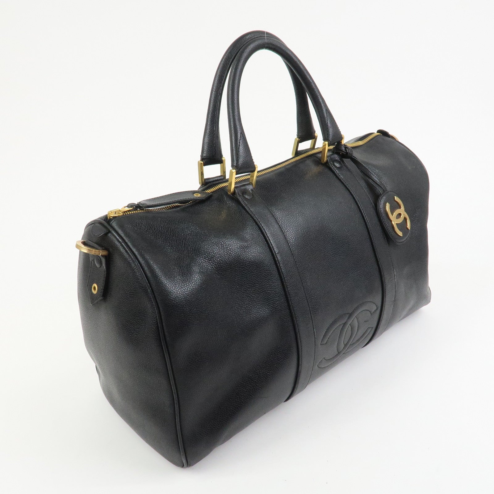 CHANEL COCO Mark Caviarskin Boston Bag Hand Bag Black
