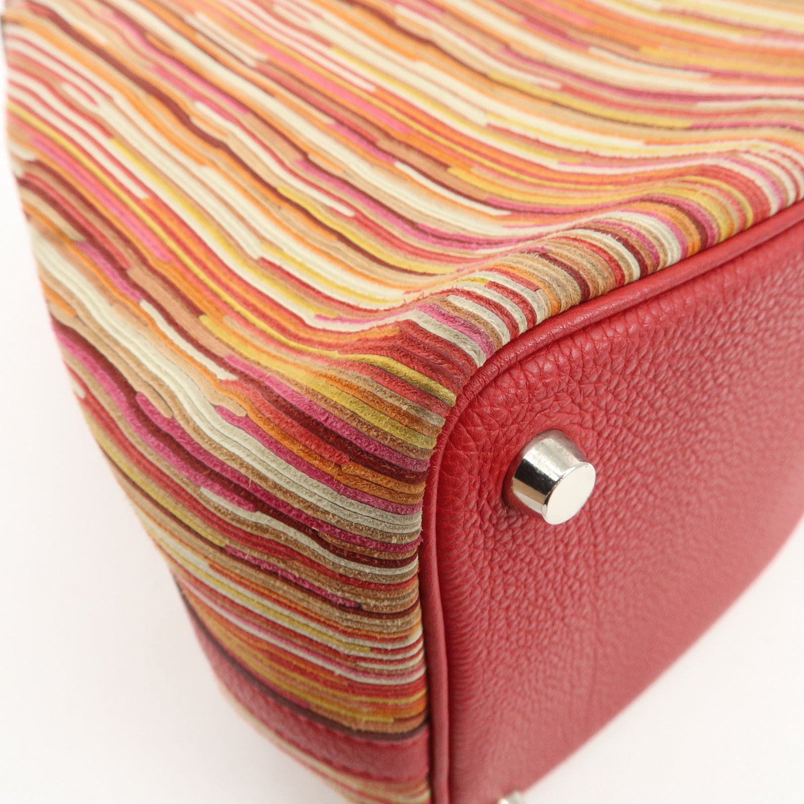 HERMES Deauville Vibrato Picotin Lock PM O Stamped Hand Bag Red