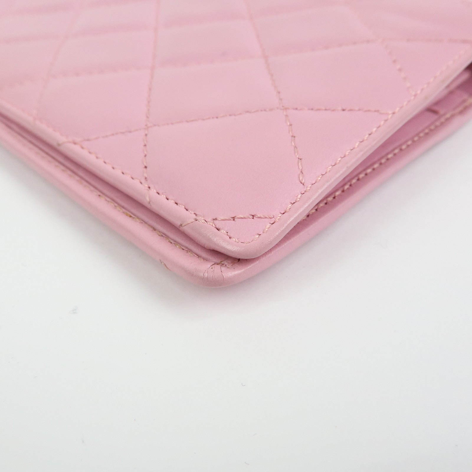 CHANEL Cambon Line COCO Mark Lambskin Long Wallet Pink A26717