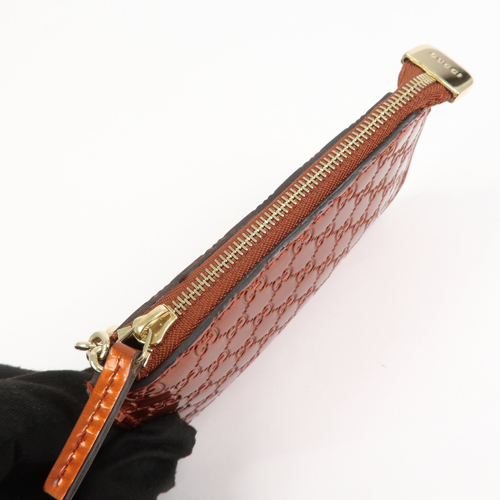 GUCCI Guccissima Leather Coin Case Key Hook Brown 233183