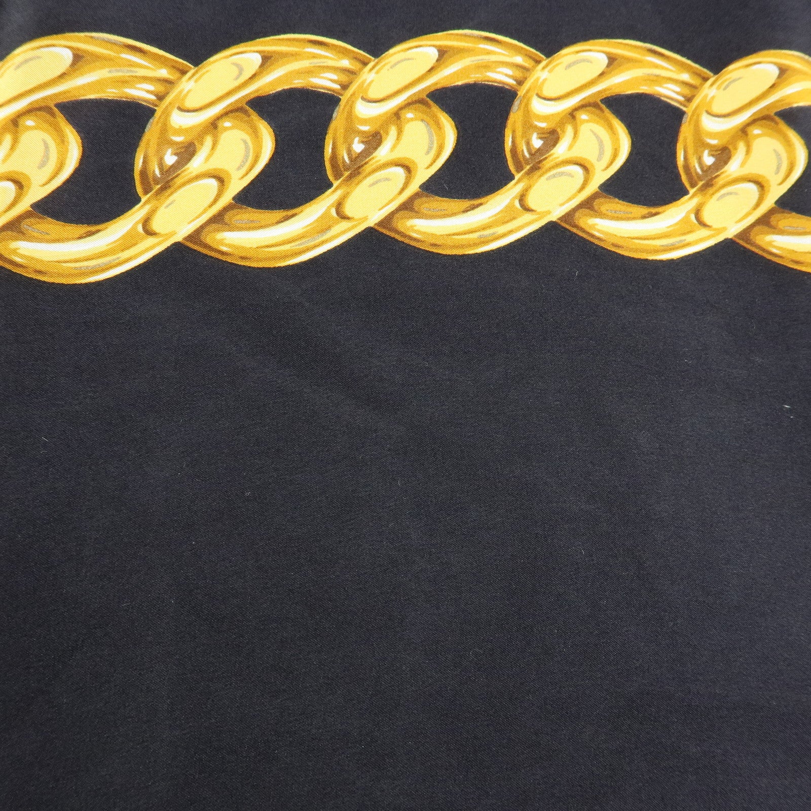 CHANEL COCO Mark Silk 100% Scarf Floral Motif Black Gold