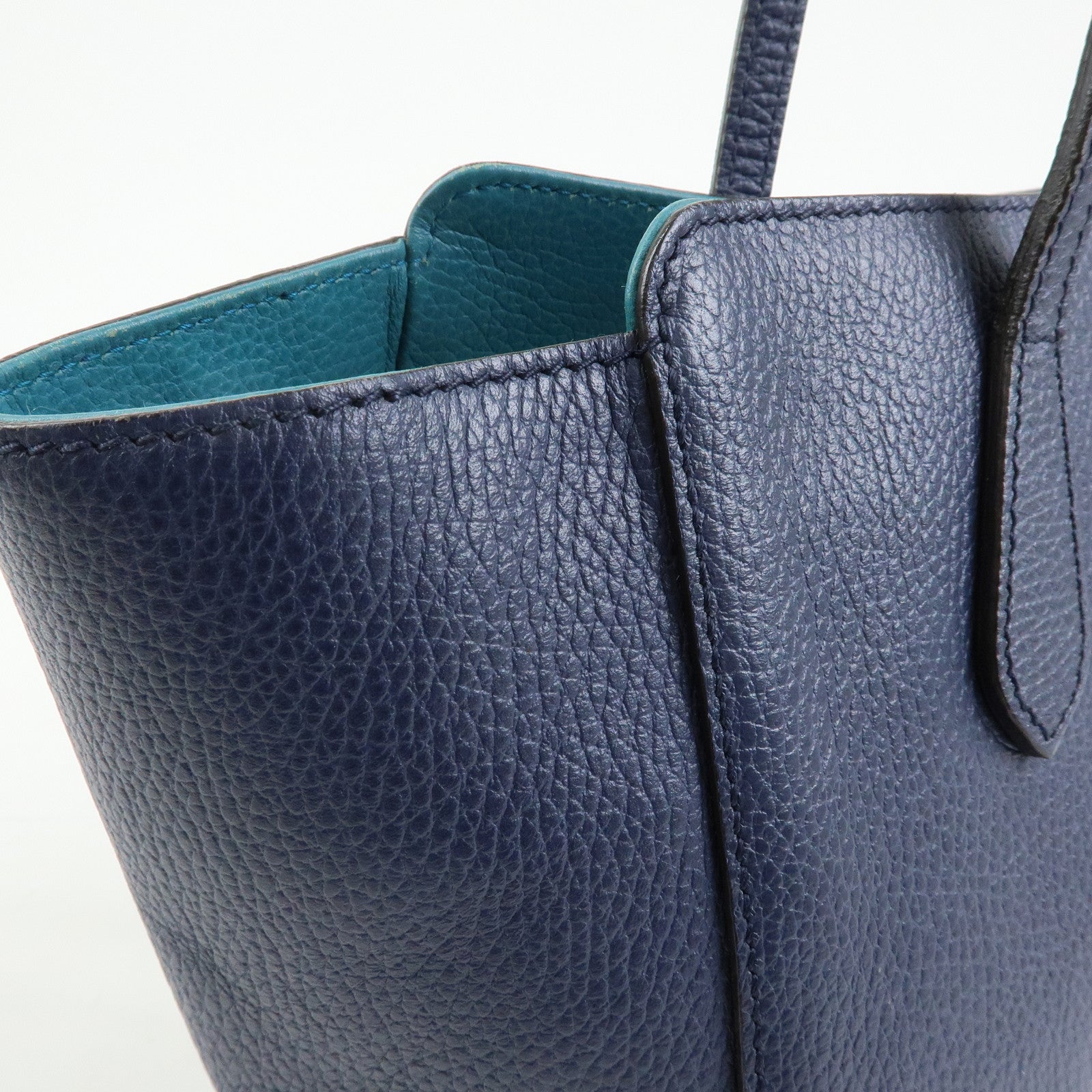 GUCCI Swing Leather Tote Bag Shoulder Bag Navy 354408