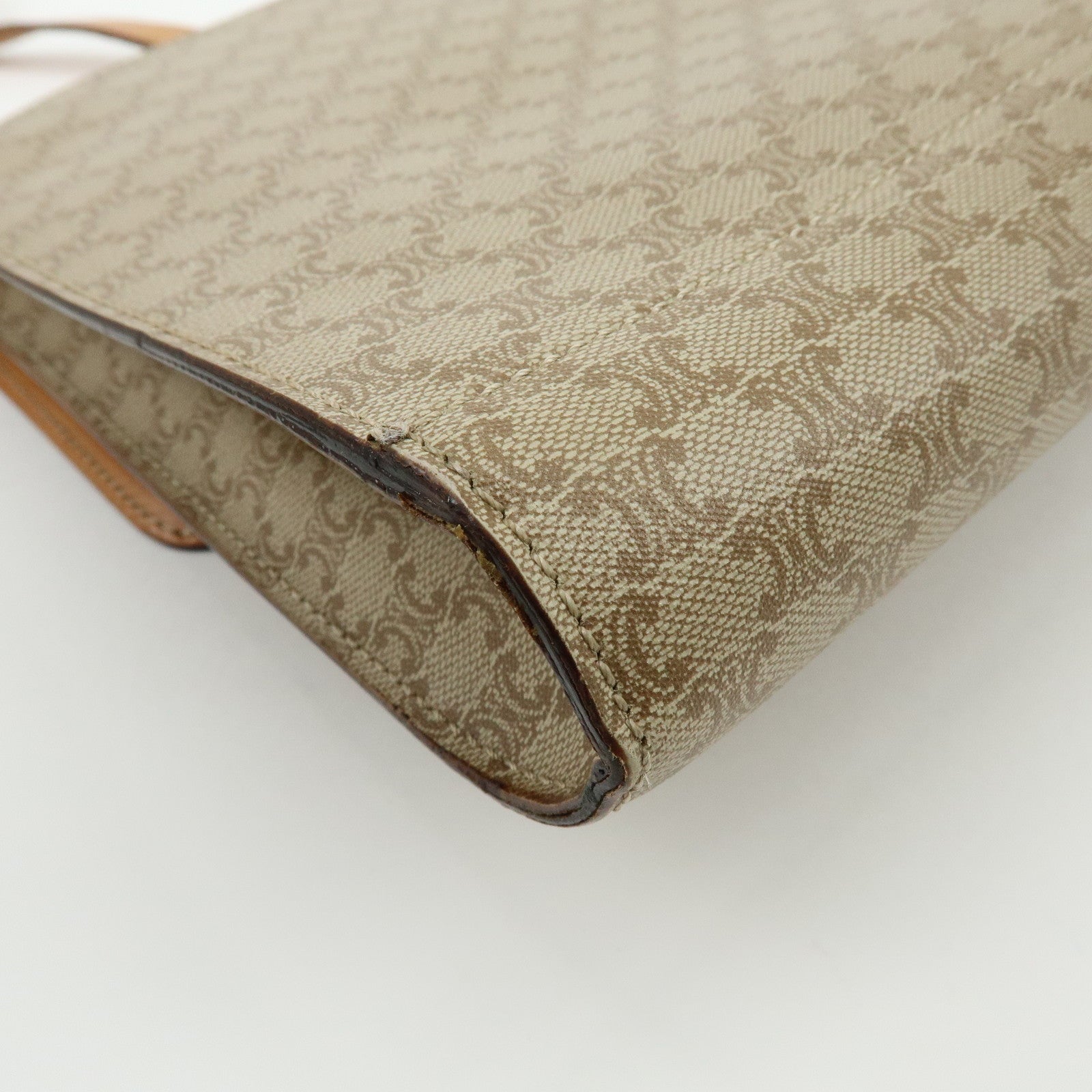 CELINE Macadam PVC Leather Shoulder Bag Clutch Bag Beige