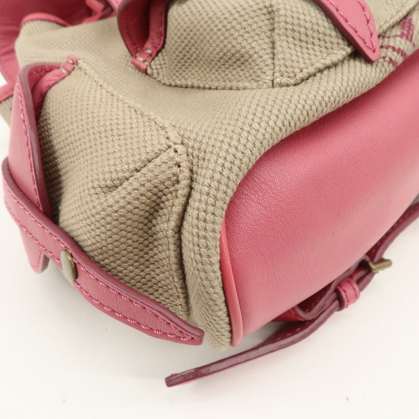 BURBERRY Children Canvas Leather Mini Rucksack Backpack Beige Pink