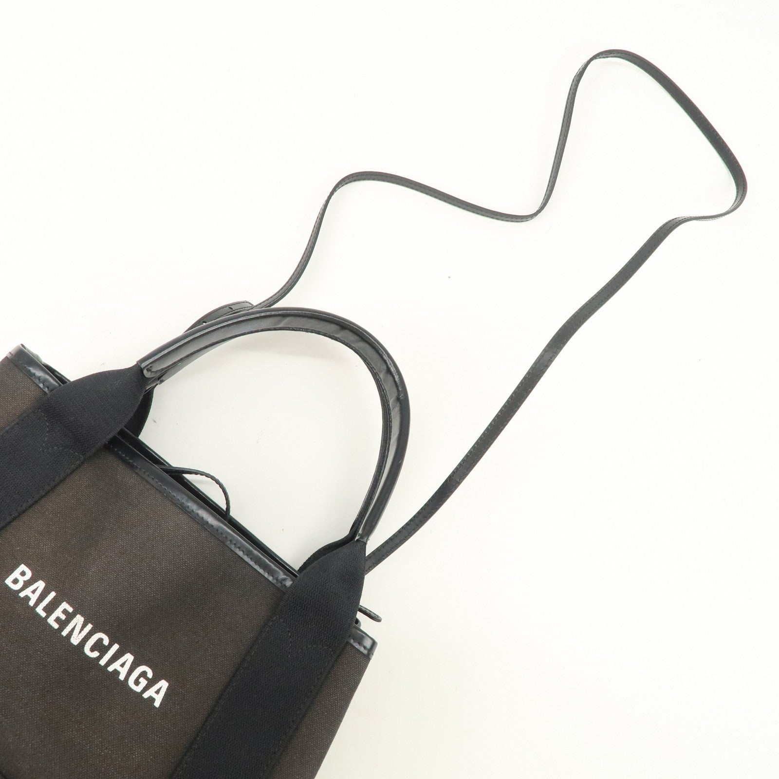 BALENCIAGA Cabas XS Canvas Leather 2Way Tote Bag Shoulder Bag Black
