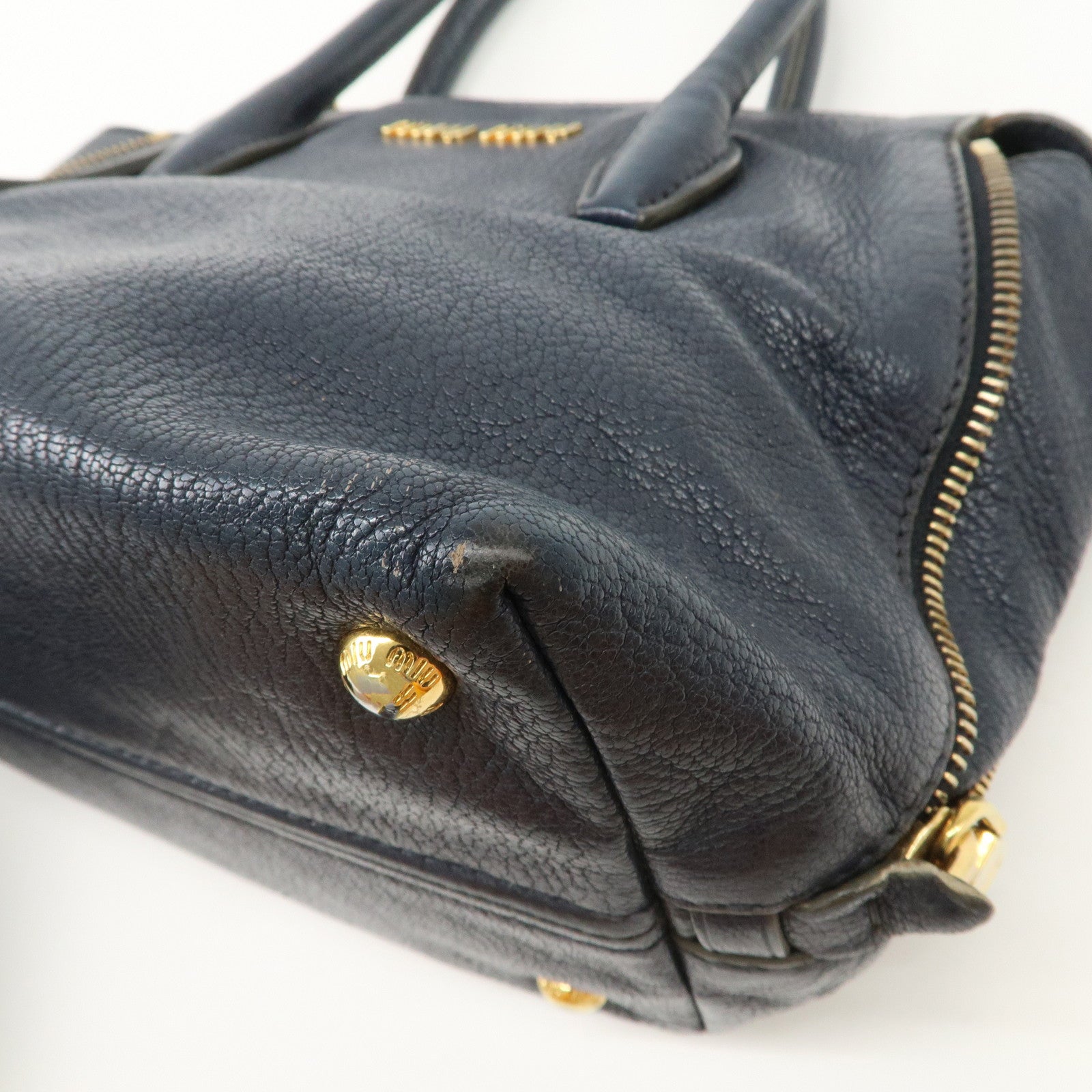 MIUMIU Matelasse Leather 2Way Bag Hand Bag Navy 5BA003
